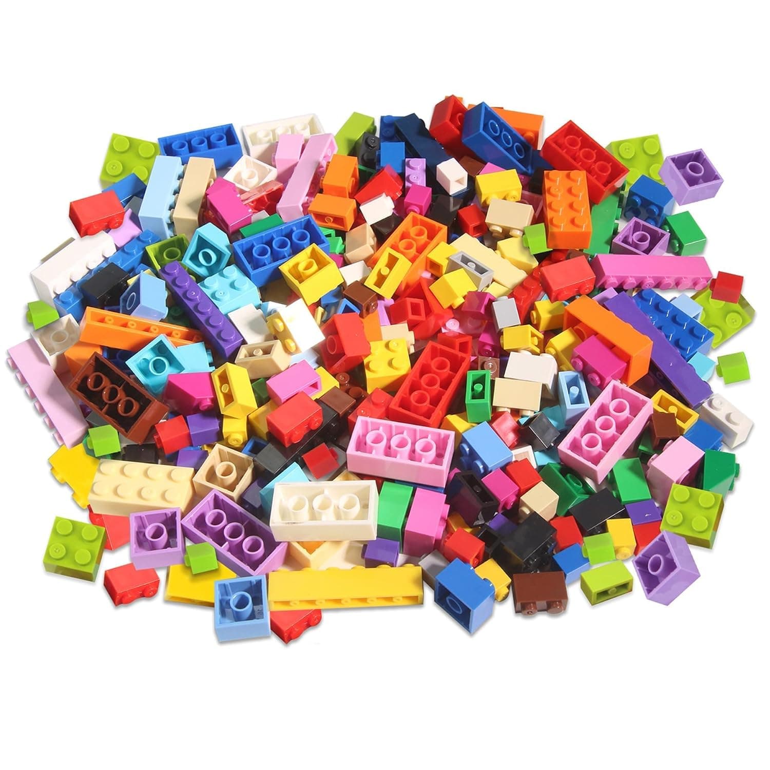 Joyzzz Educational Building Blocks, 500 PCS Building Bricks Set Compatible with Major Brands, 8 Shapes Regular Colors, Creative Logic Skill Development Toy for Kids