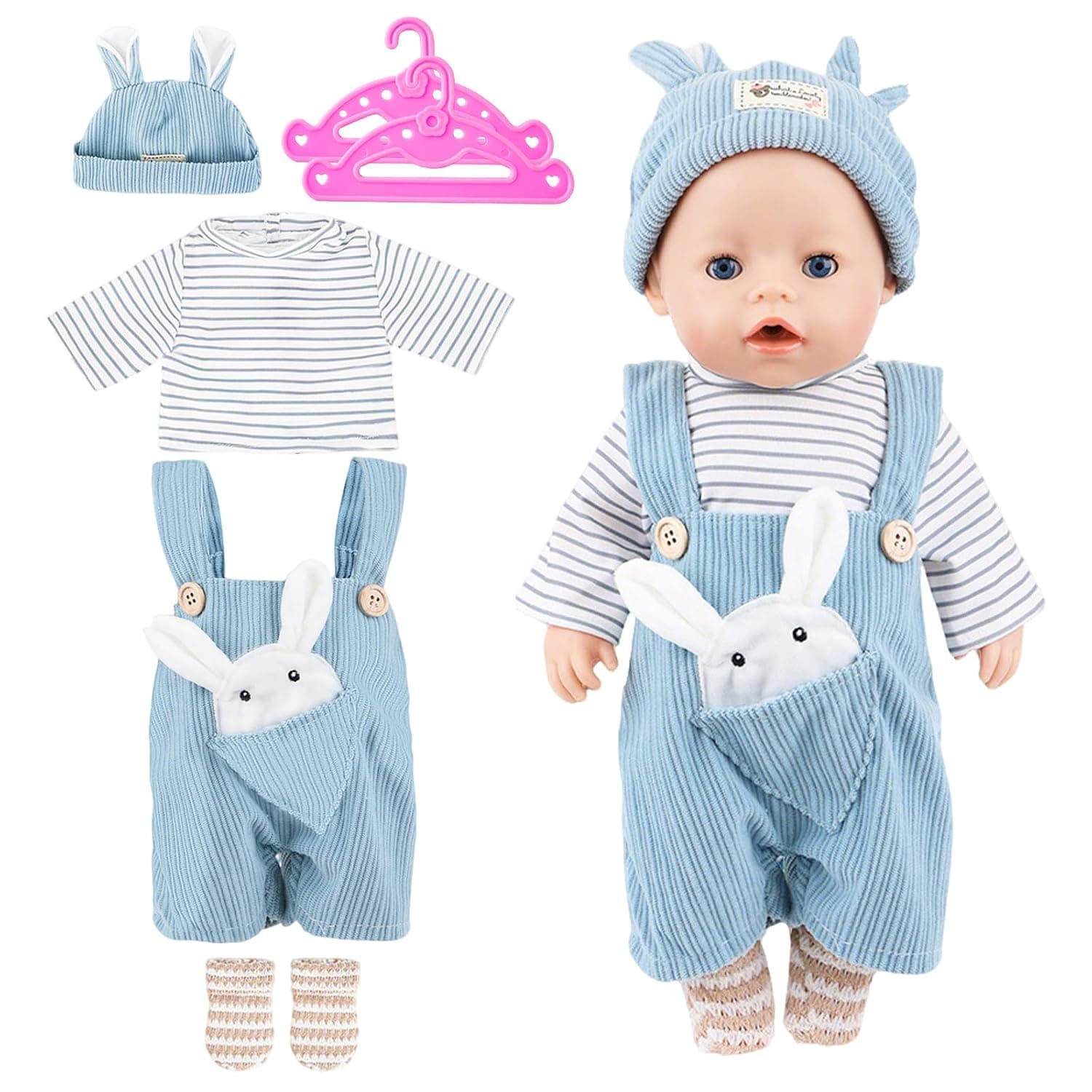 Doll Clothes for Baby Dolls, Clothes Outfits for Baby Dolls Clothes with Hat Doll Clothes 36 cm - 43 cm, Doll Clothes Set Doll Accessories (No Doll)