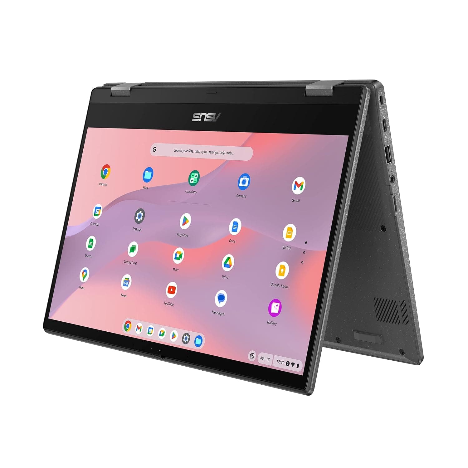 ASUS Chromebook CM1402FM2A #B0CZ42YZYG 14" FHD Glossy Monitor Laptop 60 Hz, MediaTek Kompanio 520, 4GB RAM, 128GB eMMC, ARM Mali-G52 MC2 Graphics, Chrome, Grey