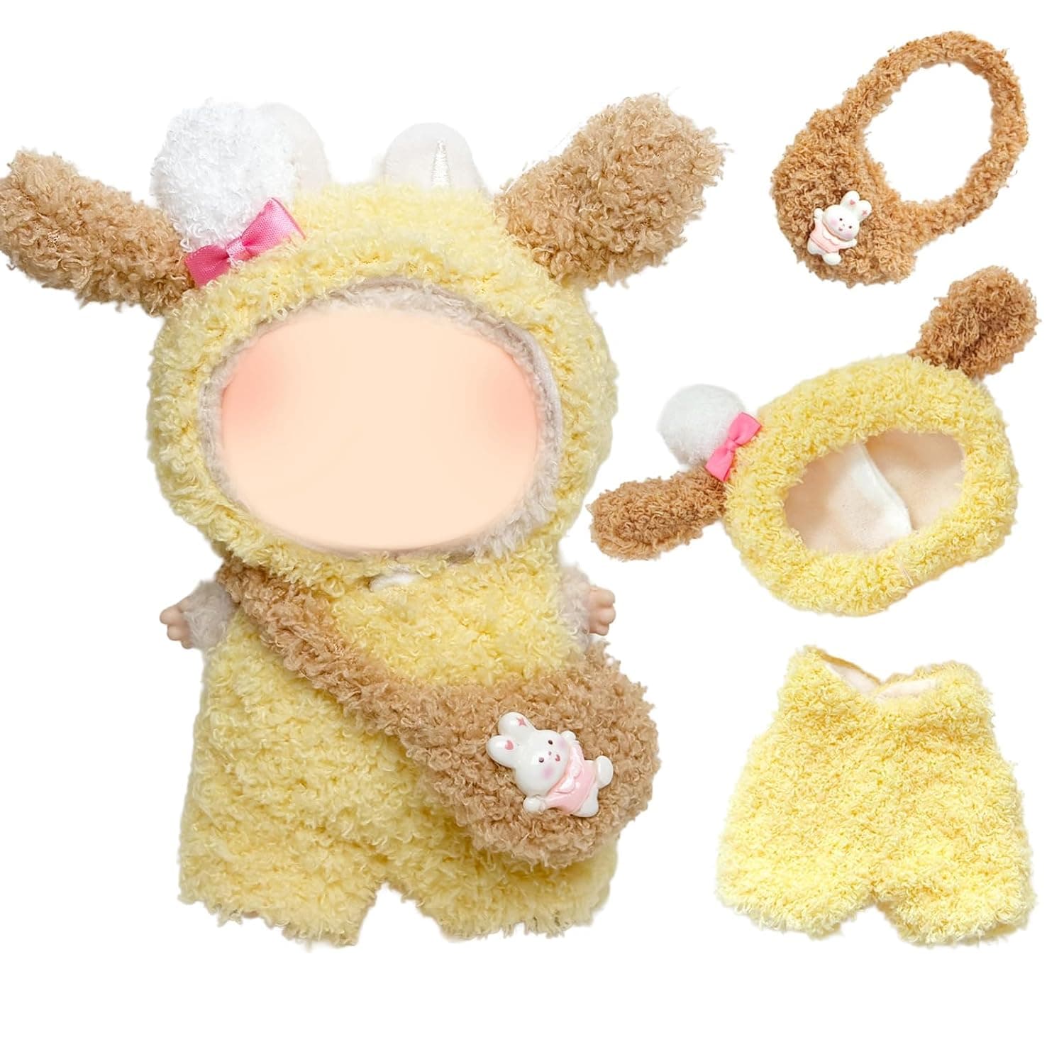 3 Set 17cm Doll Clothes - Clothes for Dolls Outfit - Accessories for Dolls Jumpsuit+Hairband+Bag, Gifts for Girls and Boys(No Doll Included)