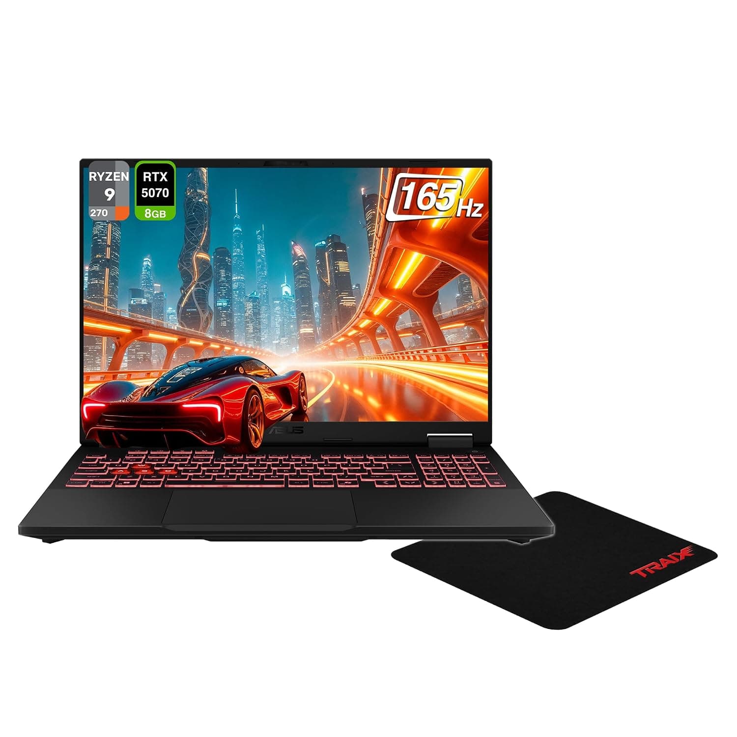ASUS TUF A16 Copilot+ Gaming Laptop, AMD Ryzen AI 9 270, 32GB DDR5 RAM, 1TB PCle SSD, 16" FHD+ (1920x1200) 165Hz, Nvidia G-Force RTX 5070, 1-Zone RGB Keyboard, W11 Home + Traix Mousepad