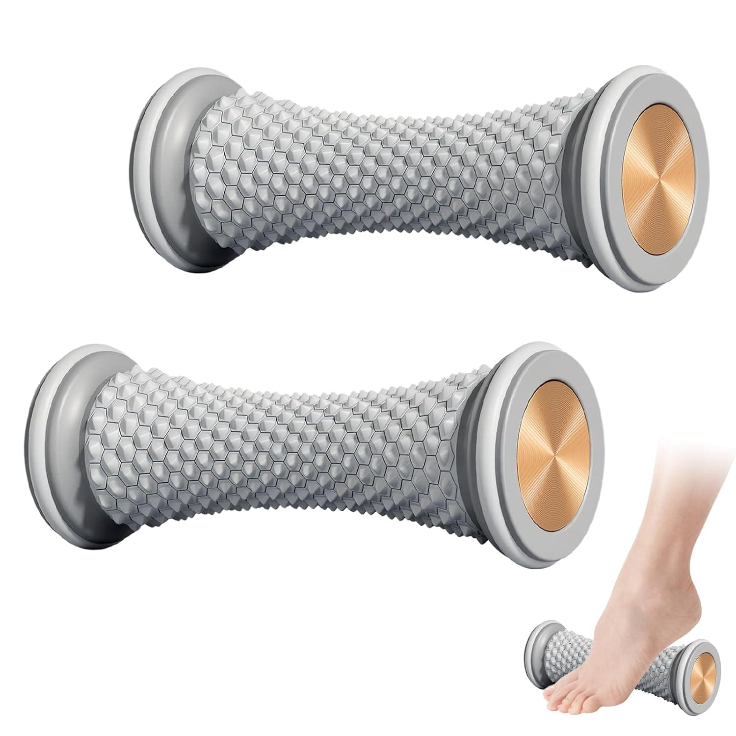 Hedgehog Ball for Foot Massage, 2 Pieces Massage Roller Foot Massage Pain Massager Roller for Hand & Foot - Stress Relief & Relaxation - Portable Hedgehog Ball Foot Massage for Heel Spurs, Grey