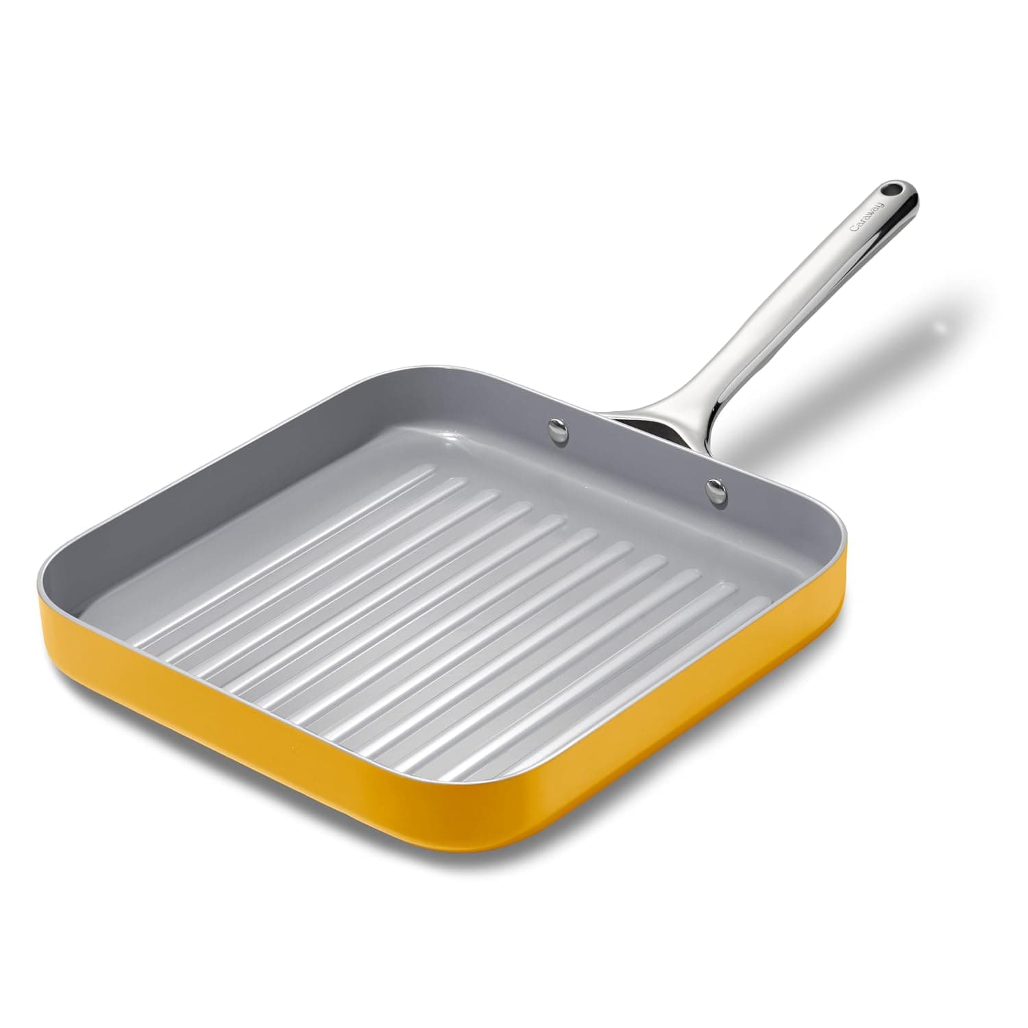 Caraway Square Grill Pan - 11” Grill Pan - Non-Stick Ceramic Coated - Non Toxic, PTFE & PFOA Free - Oven Safe & Compatible with All Stovetops - Marigold | Non-Stick Ceramic Coated, Non-Toxic, PTFE and PFOA Free, Oven Safe and Compatible with All Stovetops, Marigold