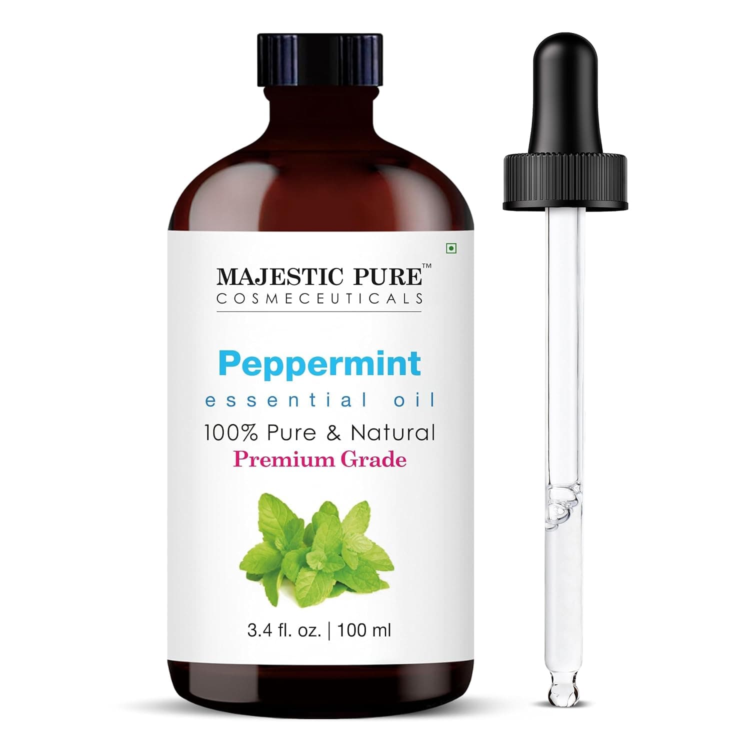 Majestic Pure Peppermint Essential Oil for Diffuser - 3.4 Fl Oz | 100% Pure & Natural Essentials Oils for aromatherapy, massage blends and DIY home fragrance projects, Massage and room sprays