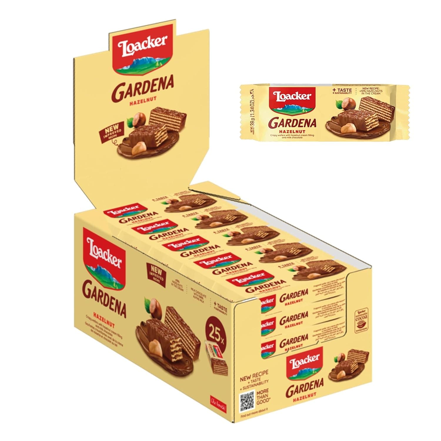 Loacker Gardena Hazelnut Wafer, 25 X 38 g