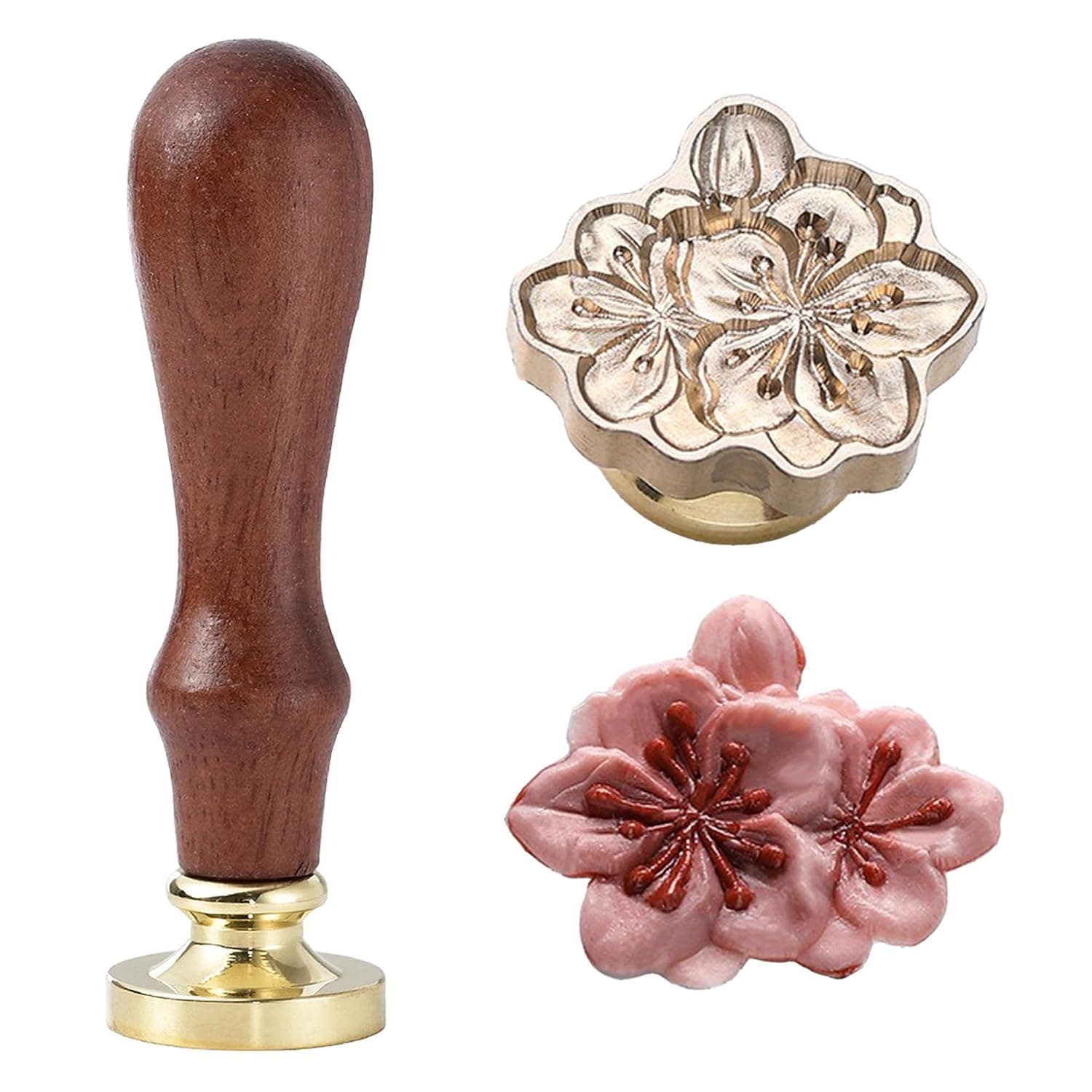 Sakura Wax Seal Stamp, Cherry Sealing Stamp with Five-Petal Flower Design, Floral Wax Stamp for Wedding Invitations, Journals, Gift Wrapping
