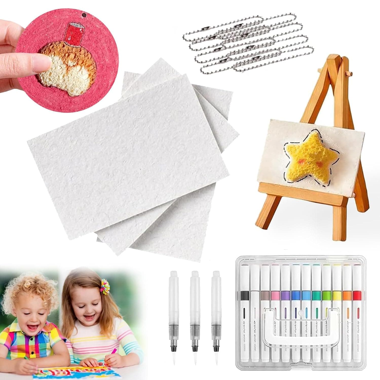 Magic Puffy Paint, 3D Drawing Magic Canvas Sponge Texture Painting Kit, DIY Bubble Drawing Pens Art Supplies, Raised Puff Drawings on Paper for Kids Crafts, DIY Projects, & Creative Fun(Rectangle)