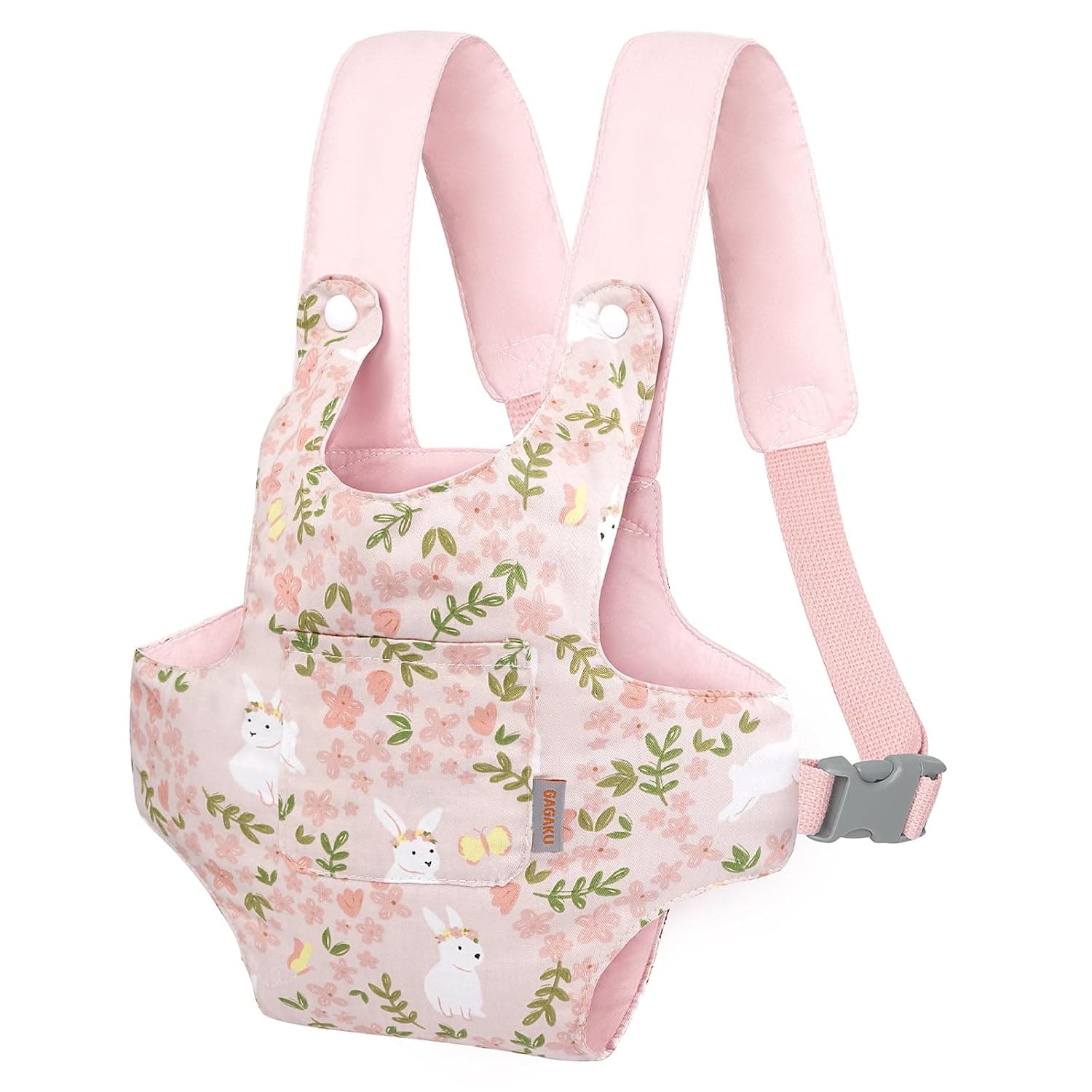 GAGAKU Doll Carrier from 3 Years Belly Carrier Baby Dolls Accessories Shoulder Straps Baby Carrier Doll Toddler Doll Carrier Stuffed Toy Carrier Cuddly Toy Carrier - Rose - Rabbit Garden