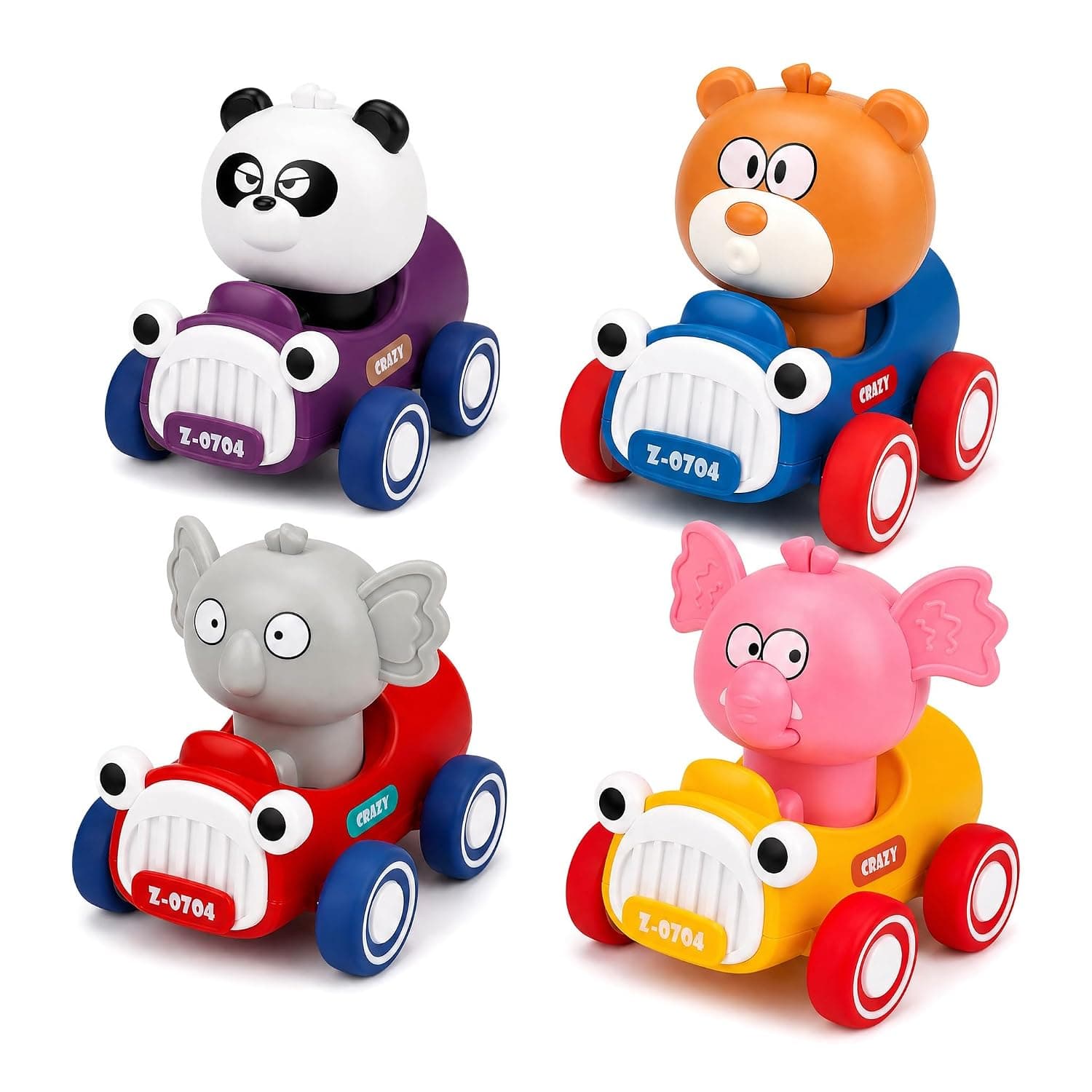Beauenty Cartoon Friction Powered Inertia Car, Early Educational Toys, Birthday Gifts for Toddlers 1-3 Years Old (Animal style)