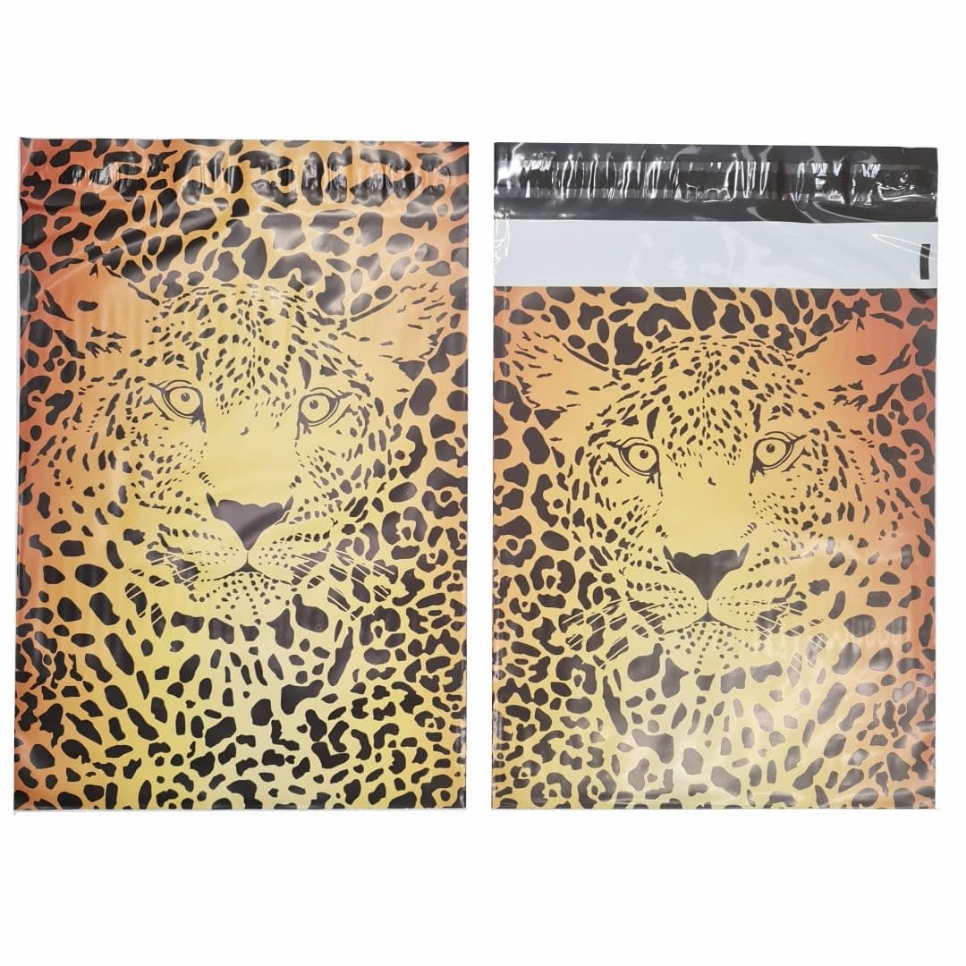 50x Designer Poly Mailer Bag Mailing Postal Bags Gifts Shipping Wrapping Design Pattern Envelope For Mail(Leopard Face)