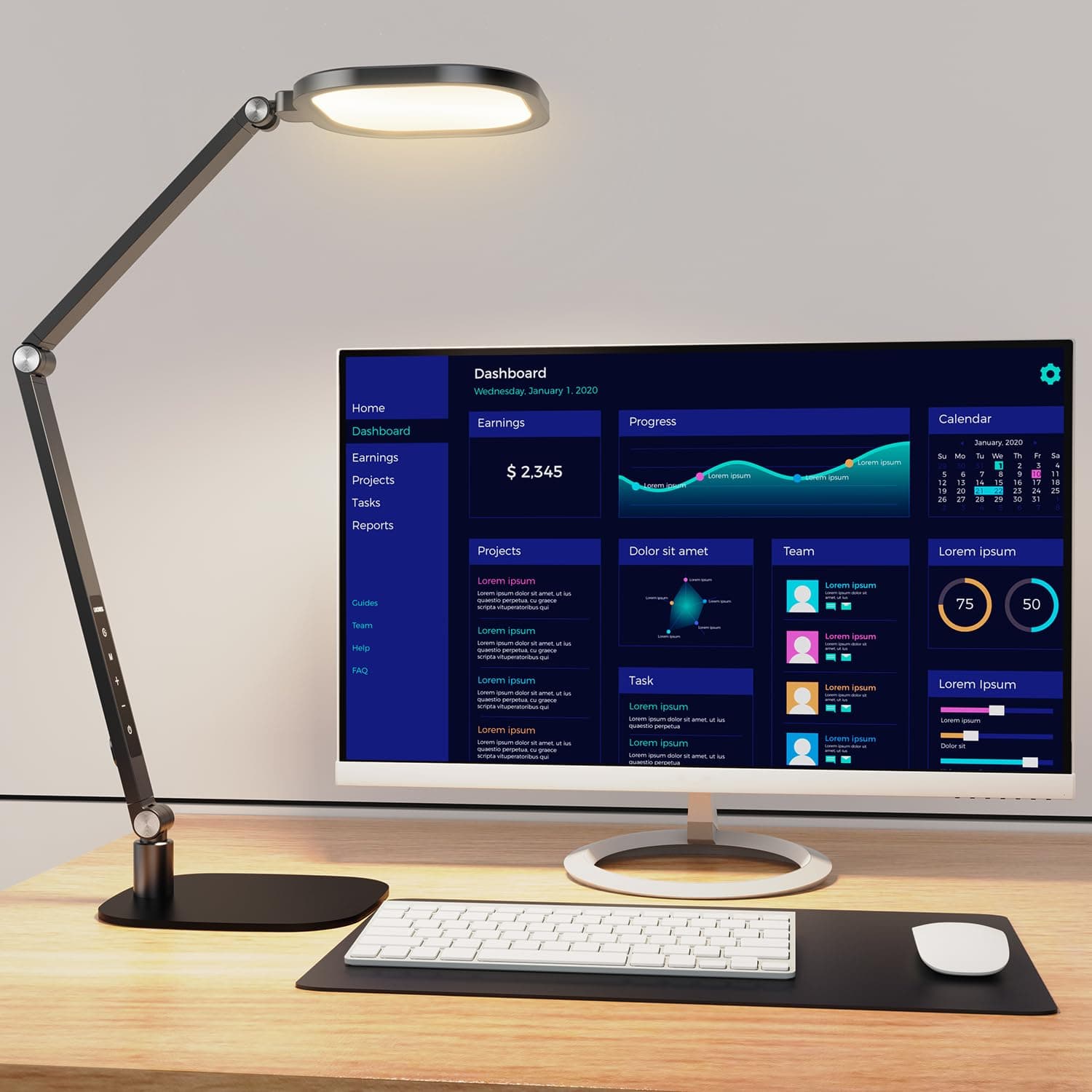 LED Desk Lamp for Home Office, Desk Light for Video Calling, Computer Light 3 Color Temperatures and 10 Brightness Levels, Dimmable LED Desk Lights with