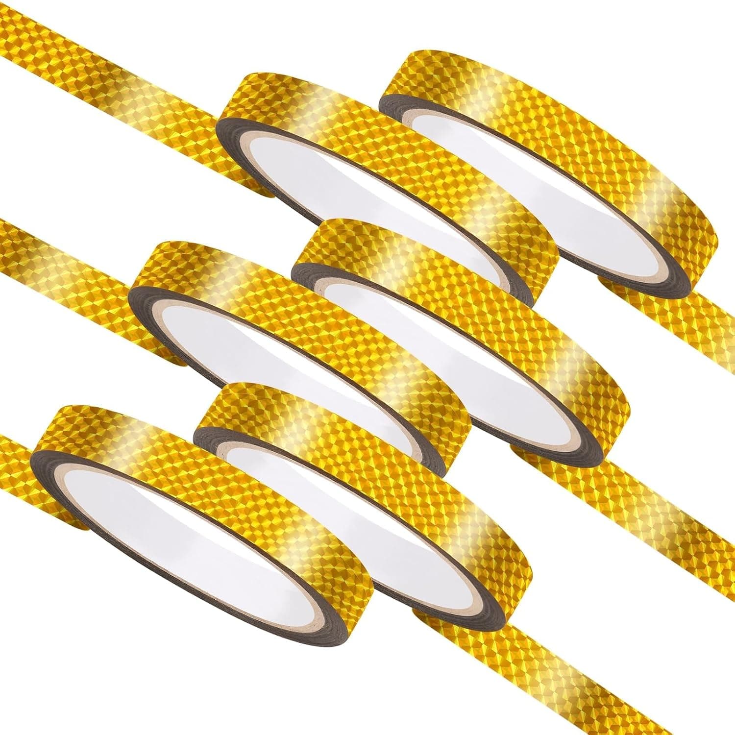 Gold Washi Tape, 6 Rolls Gold Tape for Crafts, Gold Washi Tape Metallic Gold Mirror Tape, Self Adhesive Metallic Tape for Wall Decor, Gift Wrapping, TV Frame and Crafts (1cm, 300m, Shining)