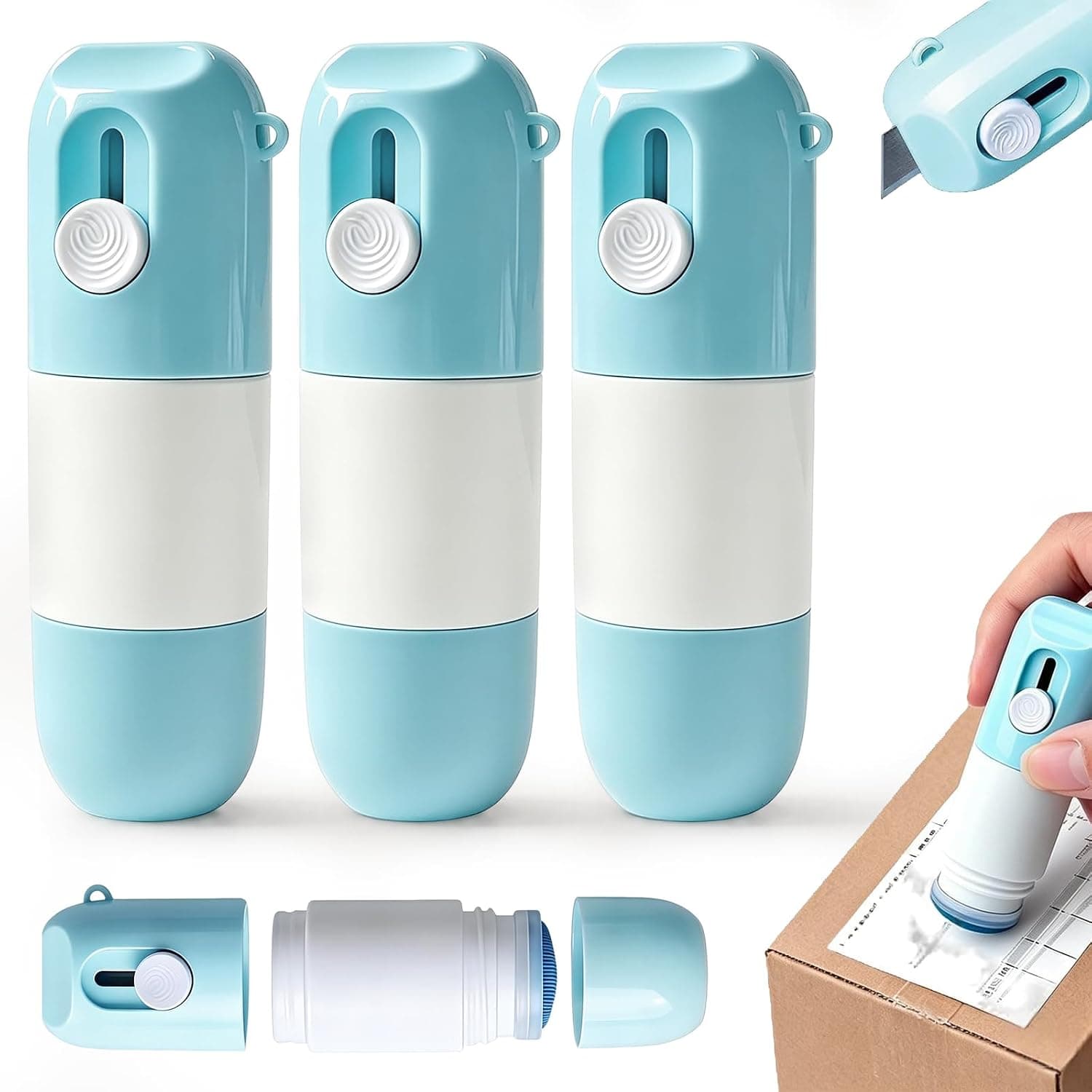 3 Pcs Thermal Paper Eraser Pen, 2-in-1 Thermal Paper Correction Fluid Set with Mini Unboxing Knife, Liquid Redacting Marker for One Smear Printed Text Covering, Privacy Security Tool