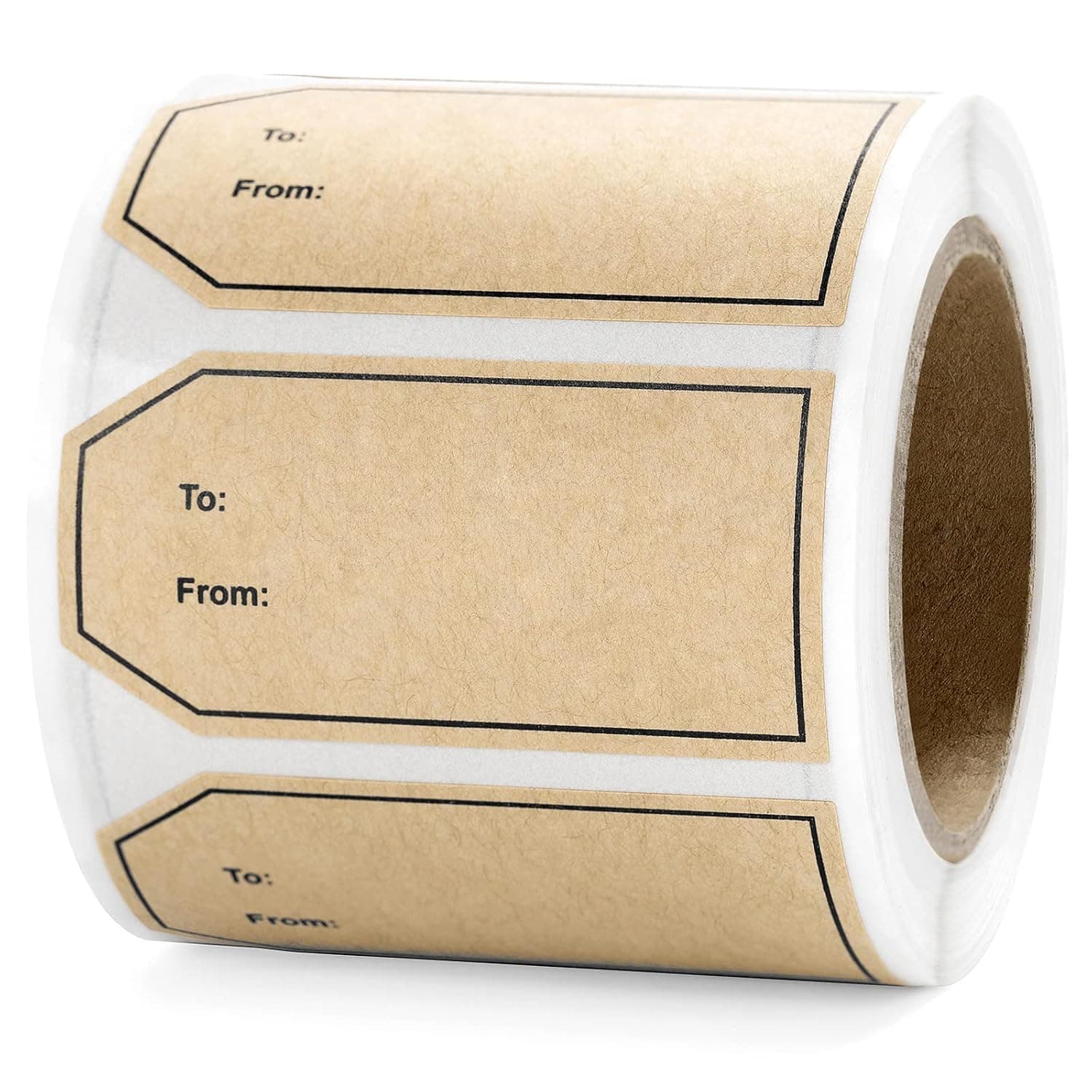 1"x2" to and from Gift Tag Stickers, 500pcs/Roll Natural Kraft Name Tag Label Stickers for Christmas Holiday Valentine's Day Weddings Present Gift Wrapping Cards Envelope Decoration Sealing