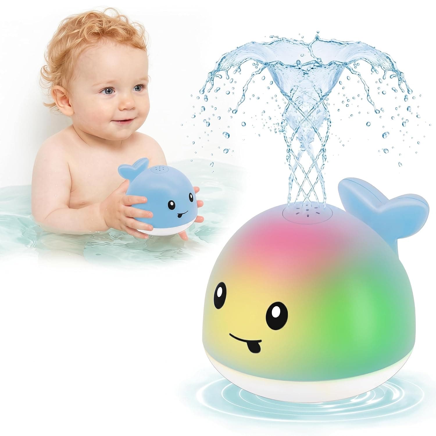 Toddla Whale Bath Toy Sprinkler - Easter Basket Stuffers for Toddlers 1-3, Light Up Baby Bath Toys for Bathtub, Pool & Water Table, Birthday Gift for 1 2 3 4 Year Old Boys Girls Baby Shower Toy Gifts