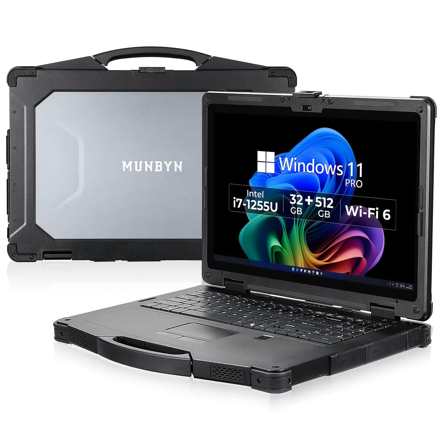 MUNBYN 15.6" Rugged Laptop Windows 11 Pro, 32GB+512GB, Heavy Duty Laptop