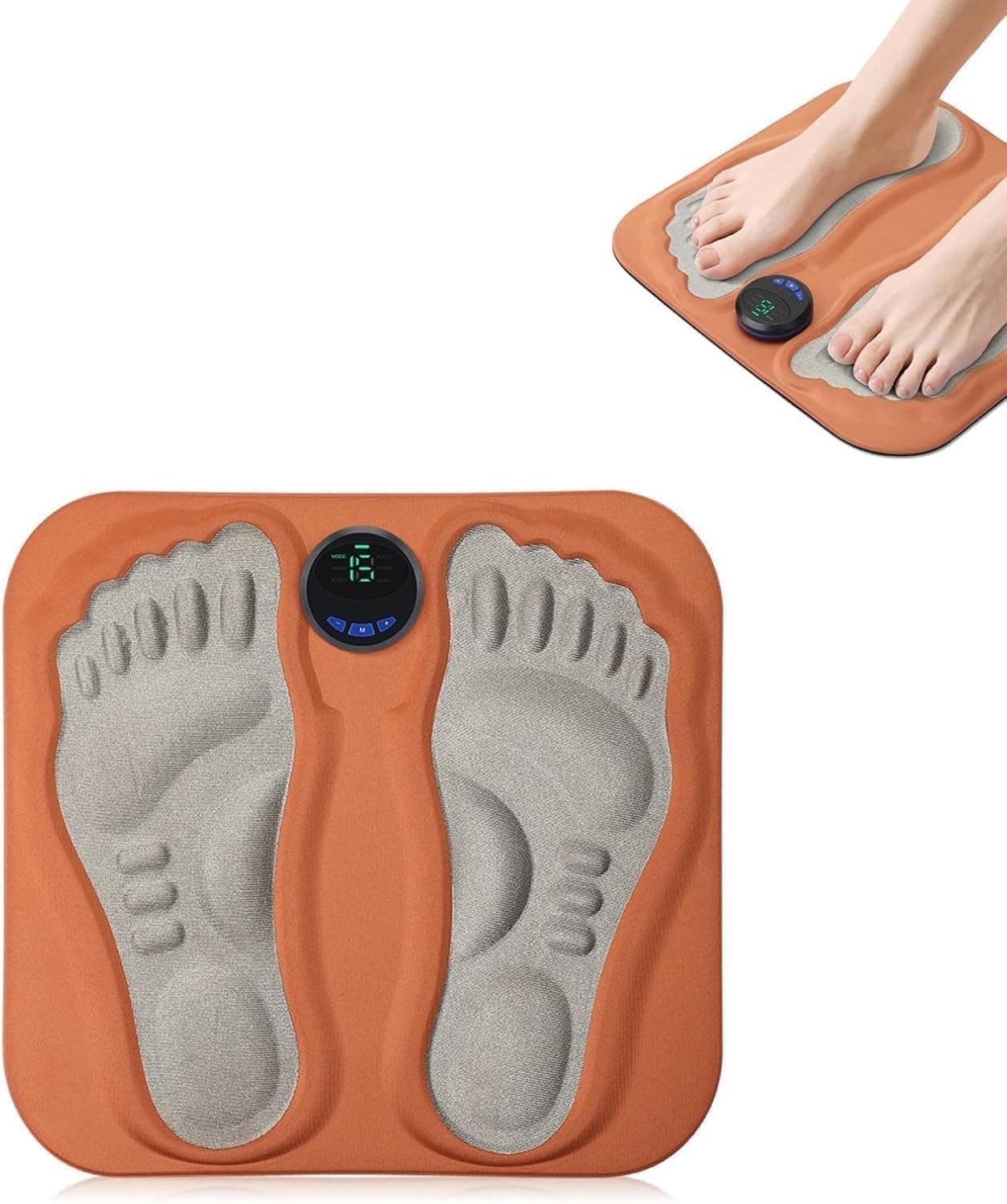 Aputue EMS Foot Massager, Orange 3D Foldable Foot Massager Pad with Multiple Modes, Professional Foot Massagers for Pain Relief and Muscle Relaxation