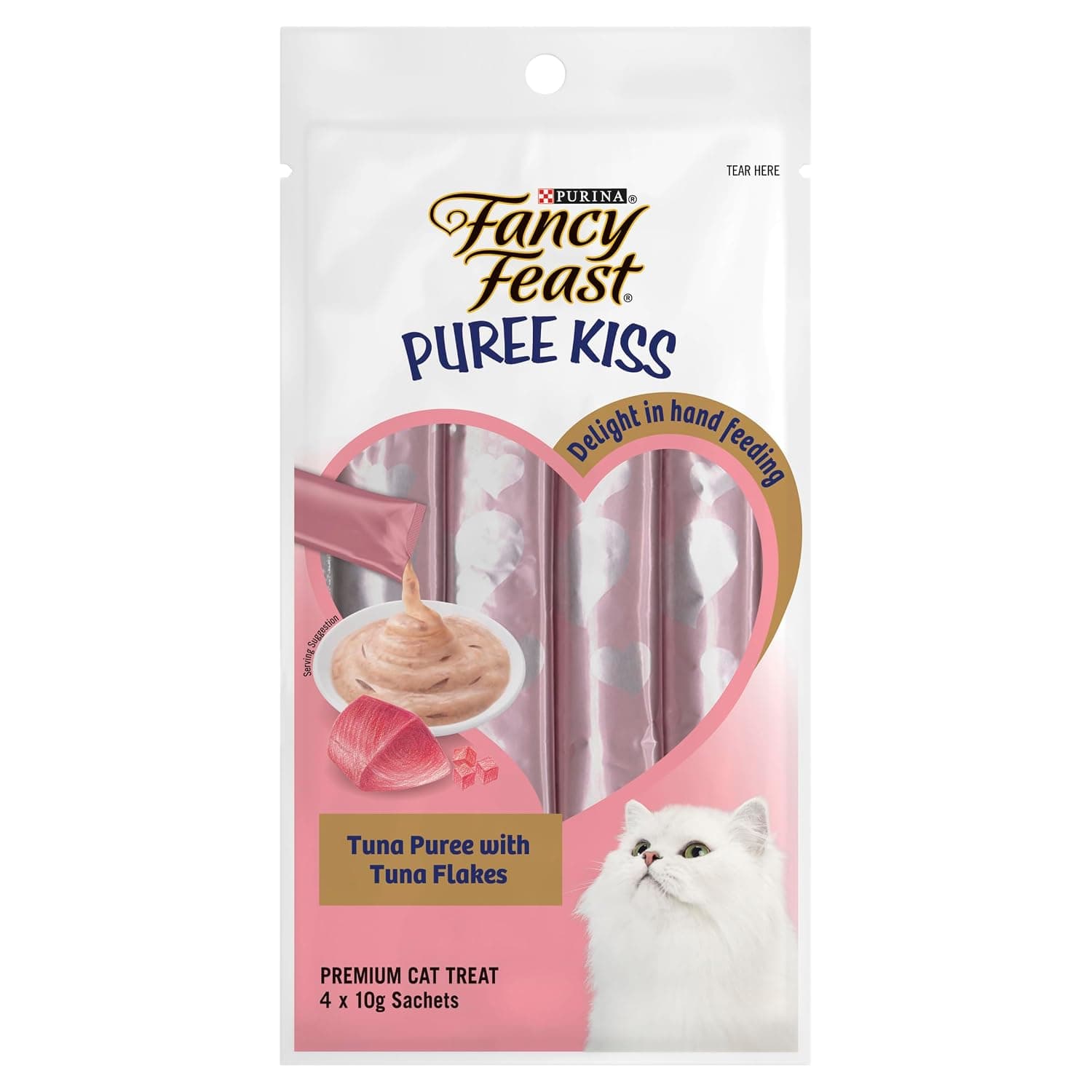 Fancy Feast Puree Kiss Tuna Puree with Tuna Flakes 4 x 10g