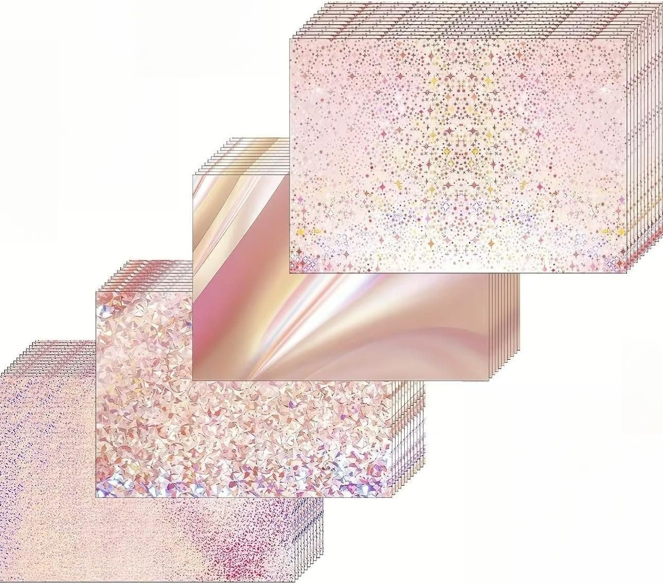 40pcs A4 Sheets Pink Mirror foil Holographic Laser Sparkling Cardstock Card Making DIY Material Craftwork Scrapbooking Gift Wrapping Box