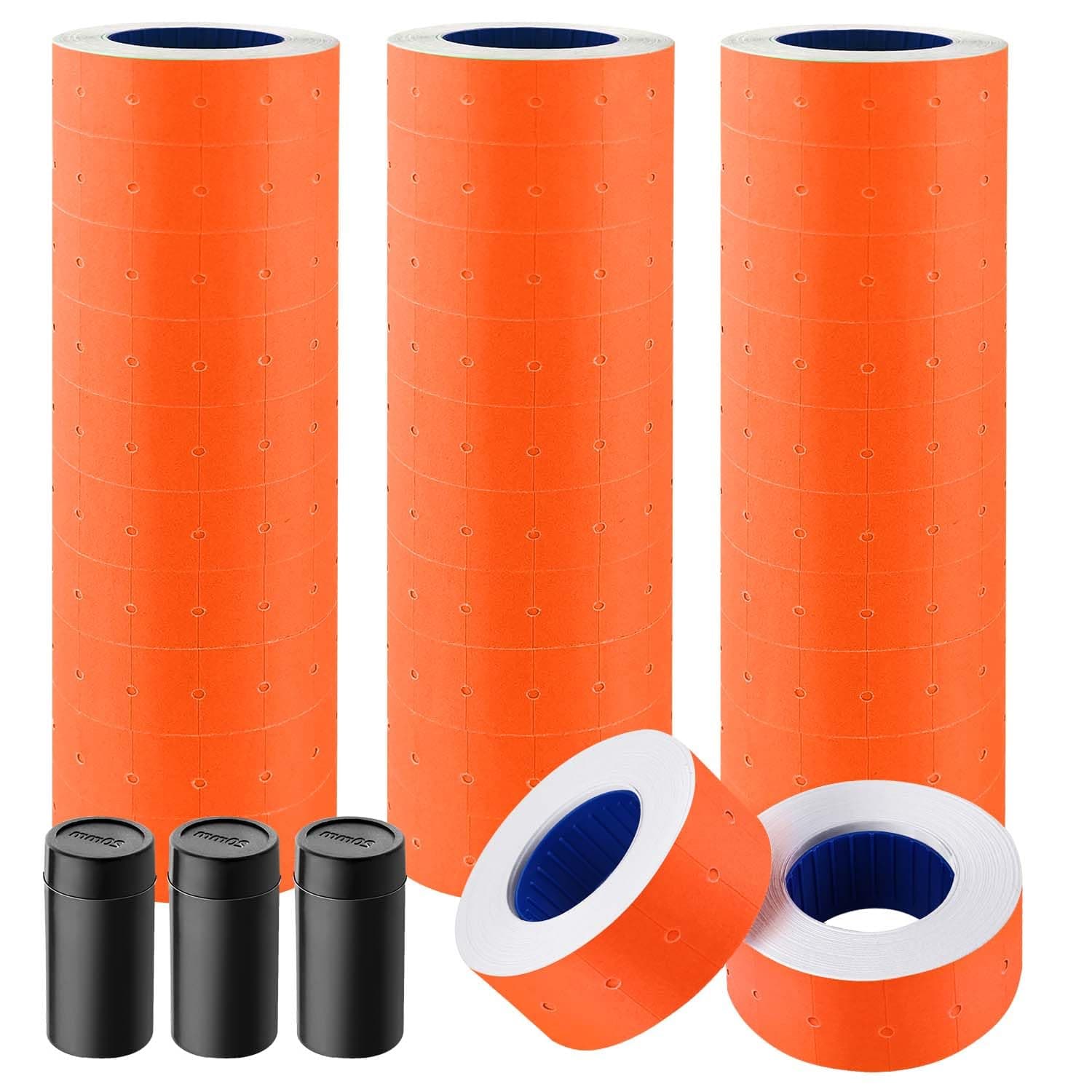 30 Rolls 15000pcs White Price Gun Labels for Mx-5500 Labeller White Pricemarker Stickers Plus 3 Piece Refill Ink Rolls (Orange)