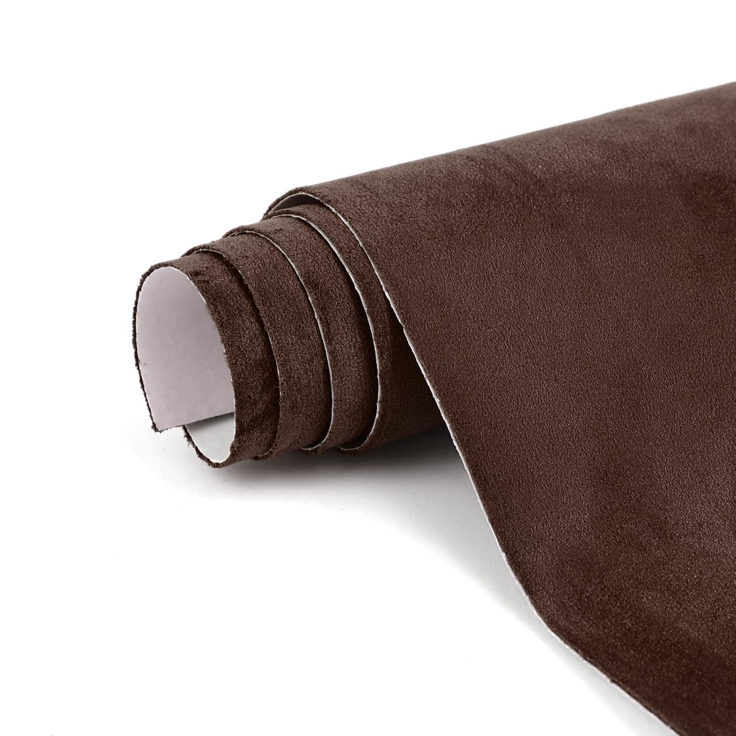 Premium Coffee Suede Fabric Wrap - 17x70 inch Suede Wrap for Car Interior - Self-Adhesive Microfiber and Synthetic Leather, Stretchable Interior Film for Car and Home Decor