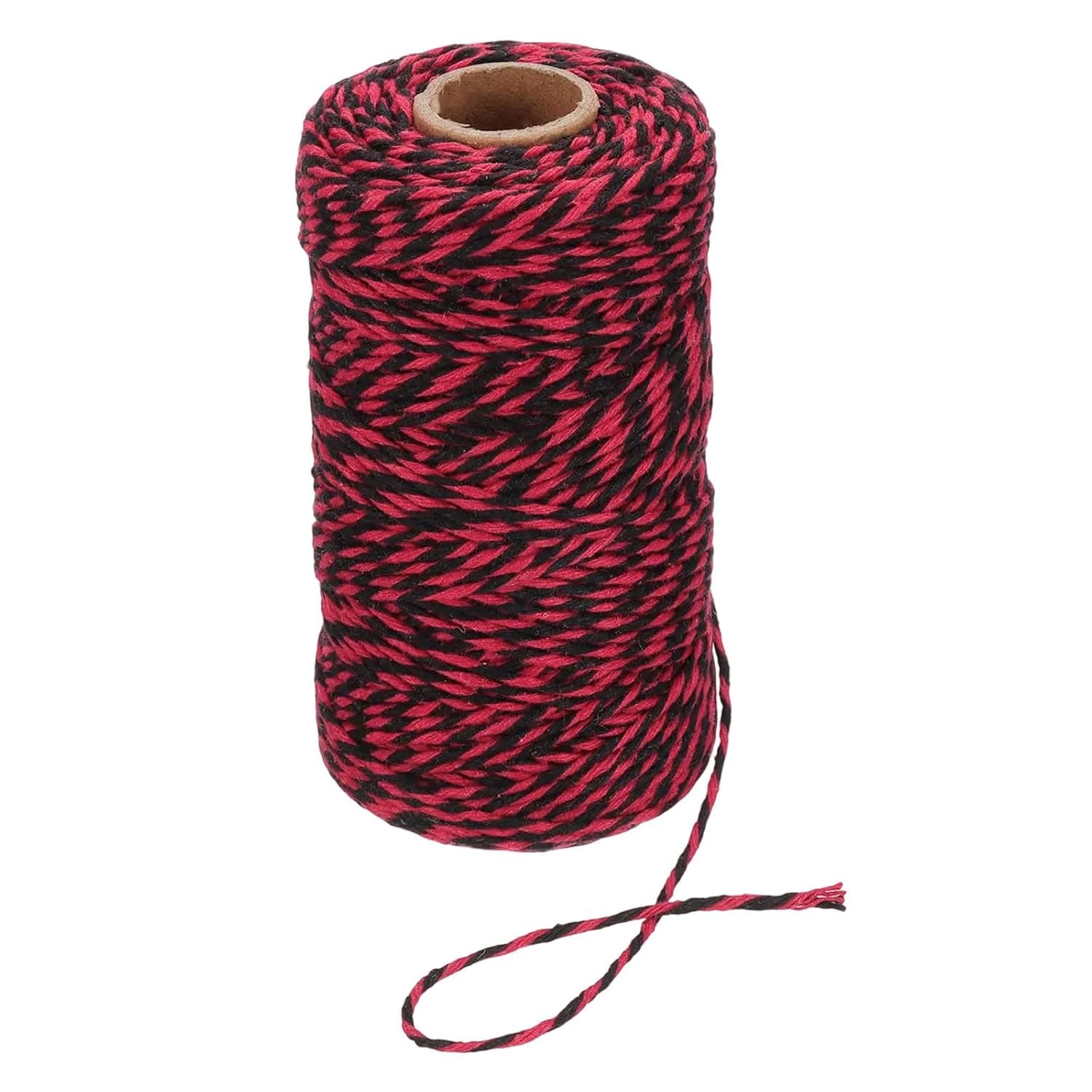 PATIKIL 2mm x 109 Yard Cotton Butcher Twine, Cotton Bakers Twine String Rope Cord for Gift Wrapping Arts Crafts Party Decorations Gardening, Red Black