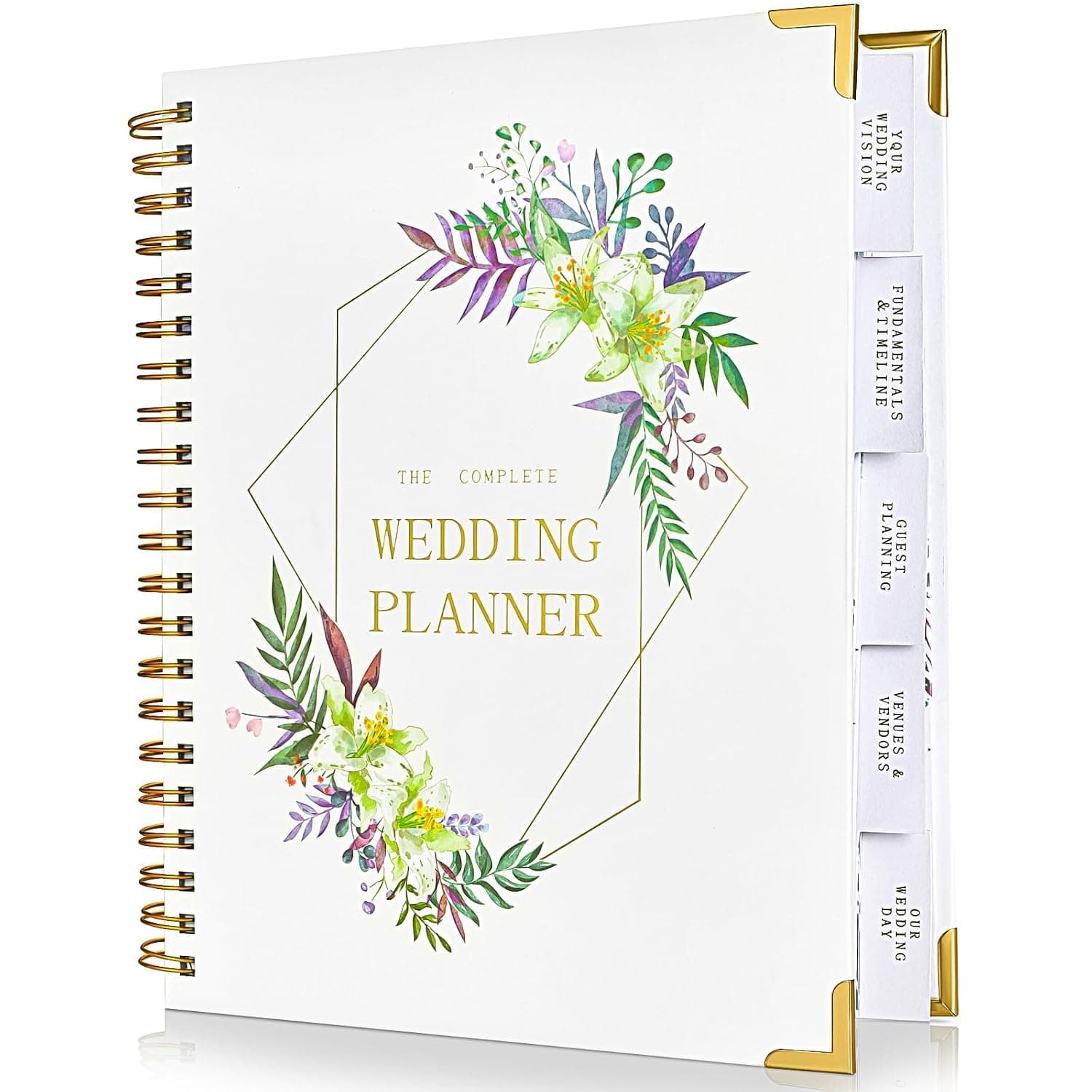 Wedding Planner Book, Comprehensive Wedding Organizer with Checklists and Budget Tools, Hardcover Wedding Binder Featuring 5 Inner Folders, Ideal Engagement Gift for Brides