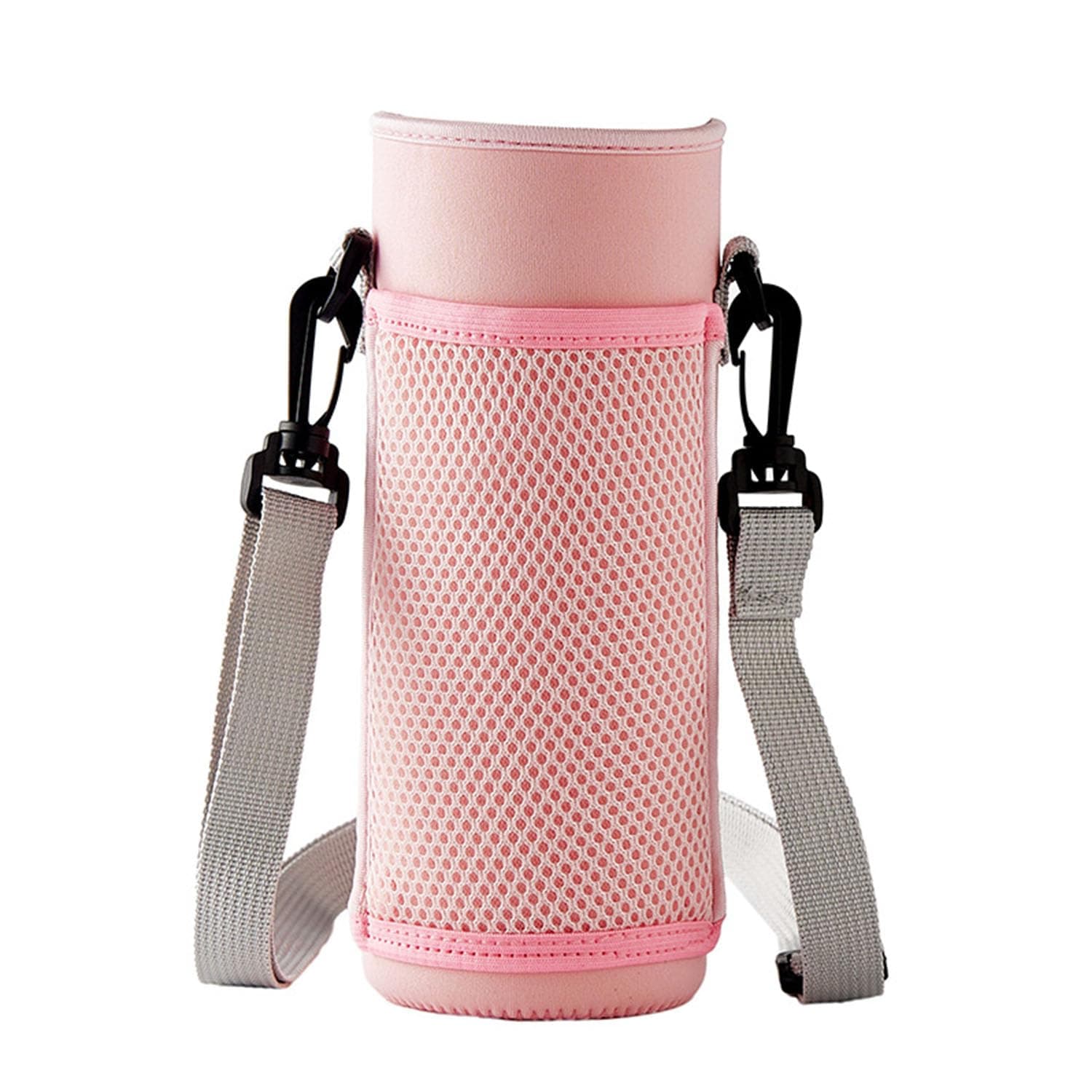 Thermos bottle bag, sports water bottle bag, with a mesh bag for easy carrying of thermos bottles and sports water bottles, suitable for water bottles with a diameter of 7-9 cm (pink)
