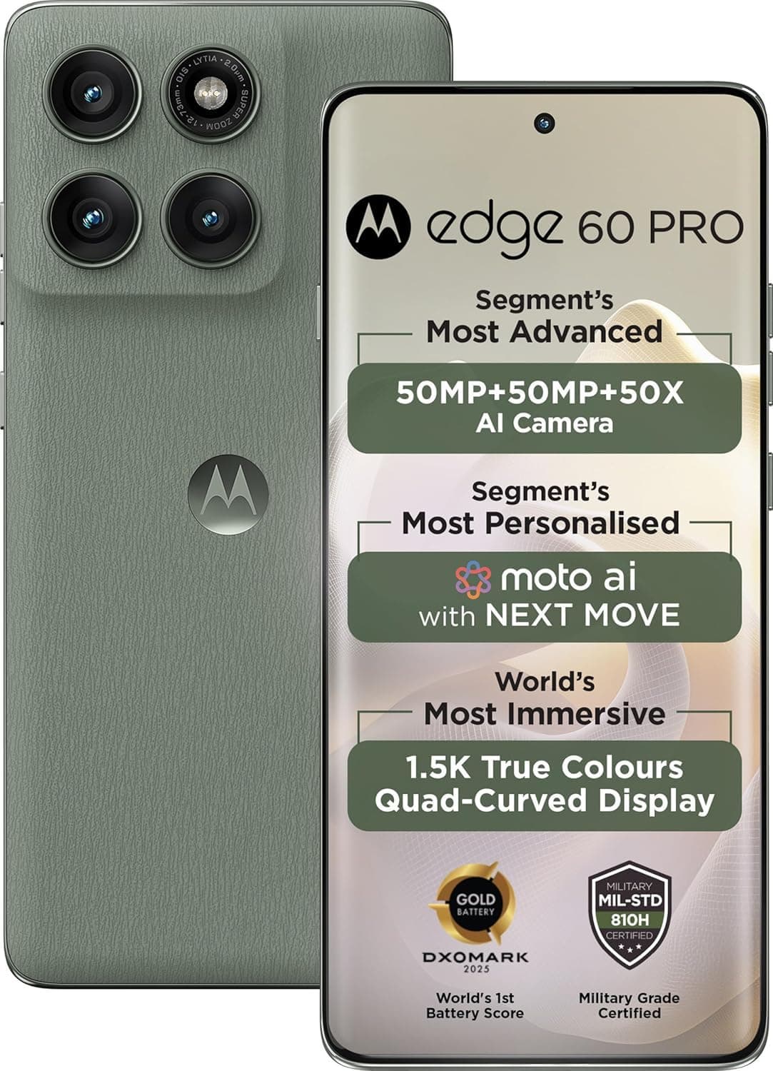 Motorola Moto Edge 60 Pro 5G Ai (Tmobile Mint Tello & Global) (512GB+12GB) NFC 50MP Triple Cam Dual Sim 6.7" XT2507-1 Latino American Version (Pantone Shadow)