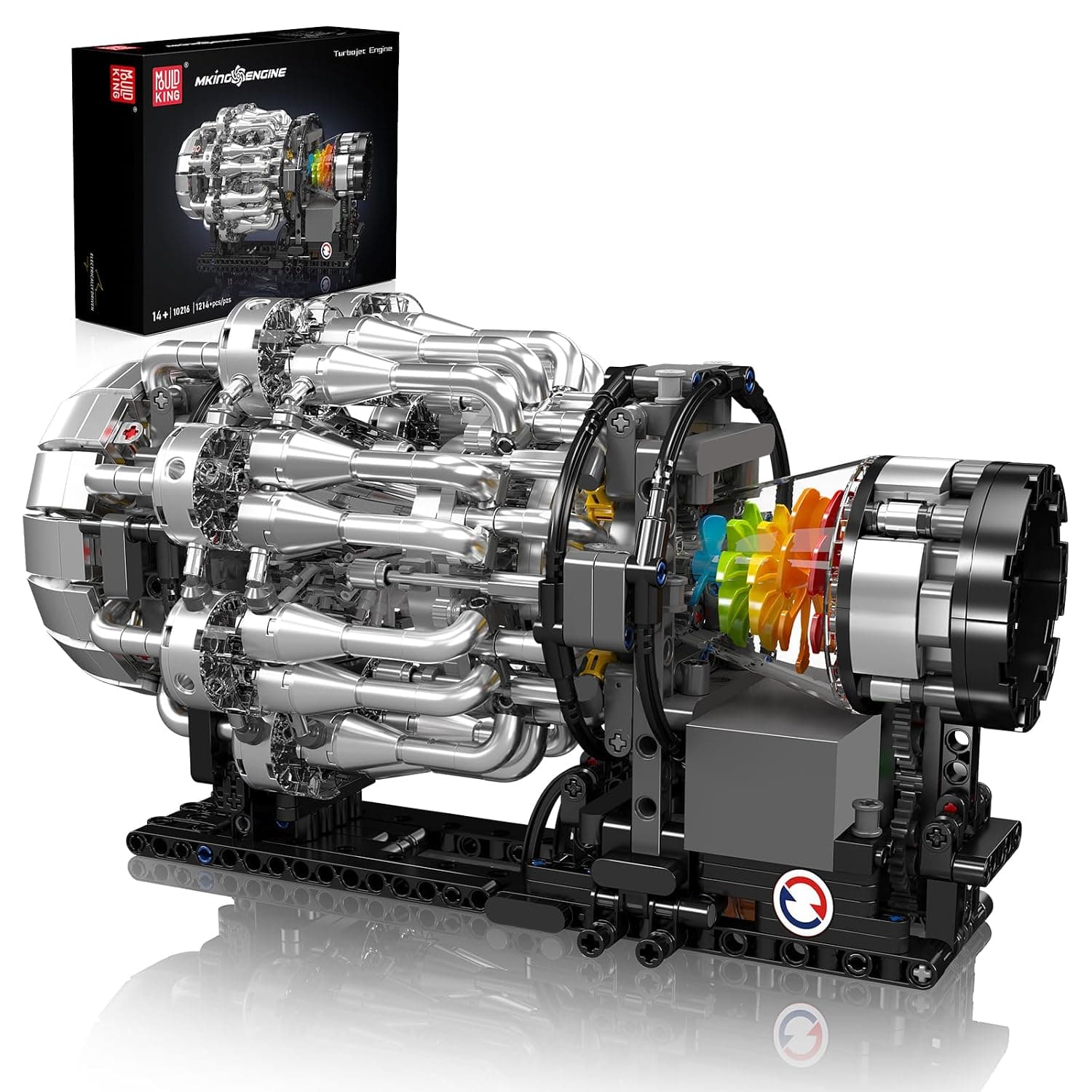 Mould King Turbojet Engine Kit, Model Engine Construction Set for Adults, 10216 STEM DIY Turbine Construction Kit that Works, Building Blocks for Teenagers and Adults from 14 Years, 1214 Pieces