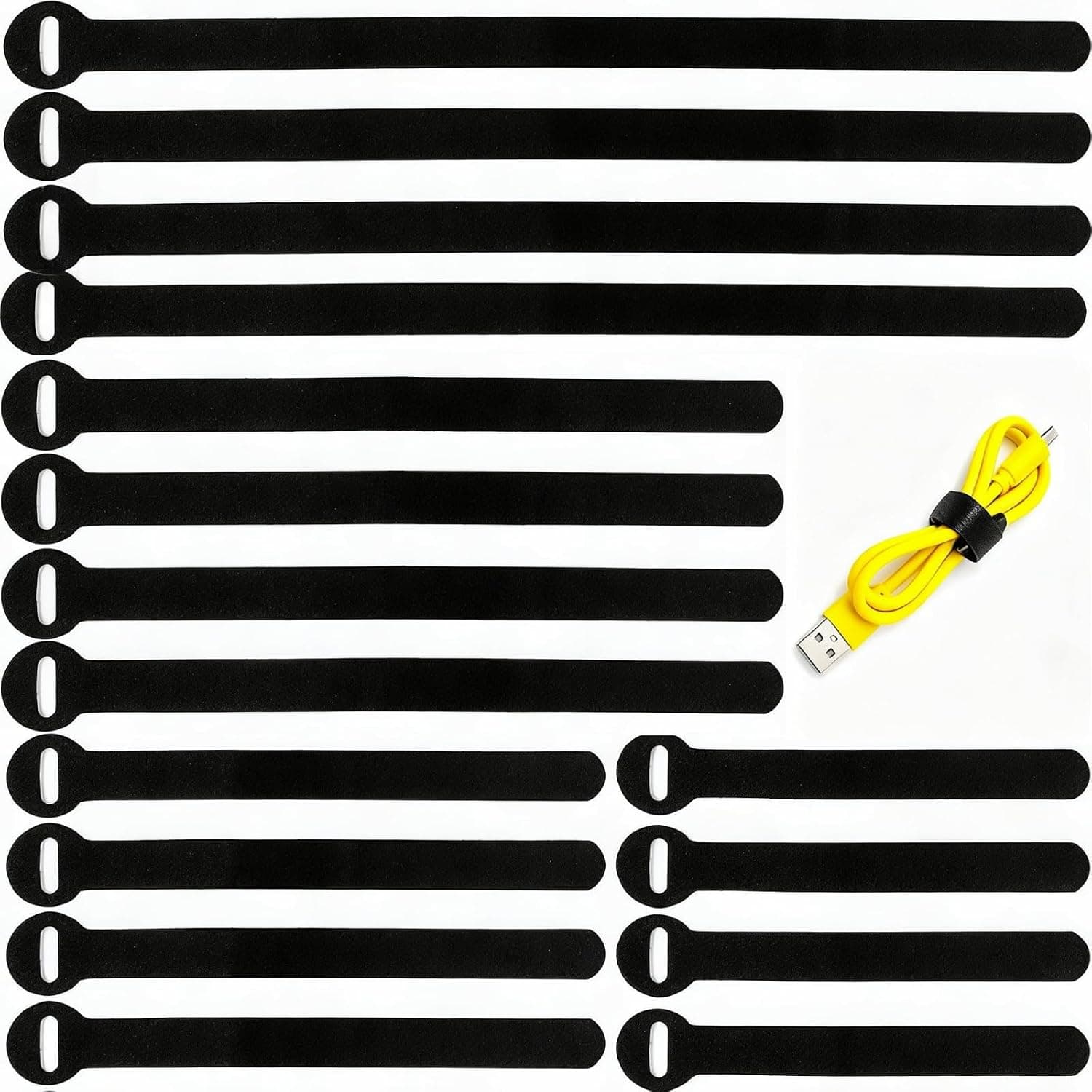 100PCS Reusable Cable Ties, 4+6+8+10inch Multi-Purpose Cable Management Hook Loop Cable Straps Wire Ties, Adjustable Fastening Cord Organizer, Cable Organizer for Home Office and Data Centers, Black