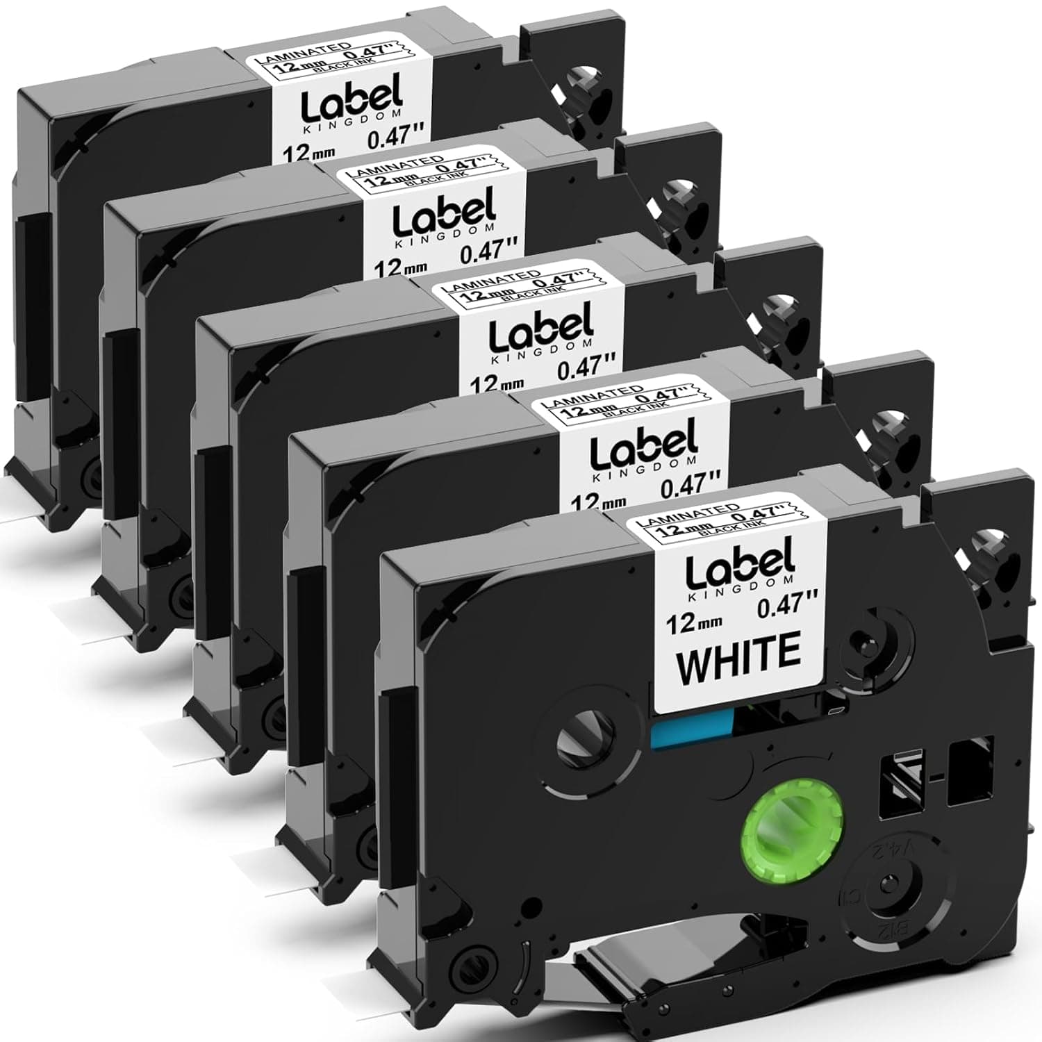 Label KINGDOM Compatible with Brother Ptouch Tape Tze-231 0.47" 12mm | Tze231 TZ231, for Printer PTD210 PTD220 PTH110, Standard laminatied label maker refill, 1/2" x 26.2',5 Pack