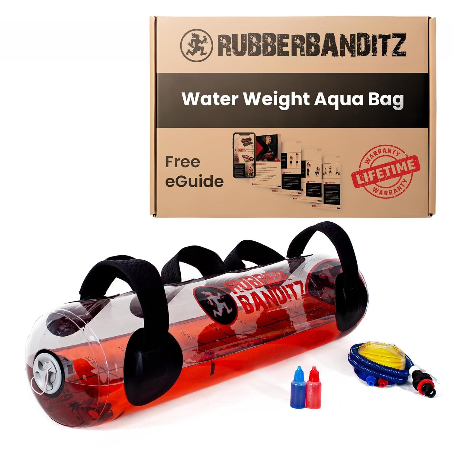 RubberBanditz Water Weight Aqua Bag - Filled Hydro Core Training Bag for Balance, Strength Functional Fitness Training -Exercise Sandbag Alternative Power Water Weight Bag, Portable Home Gym Equipment