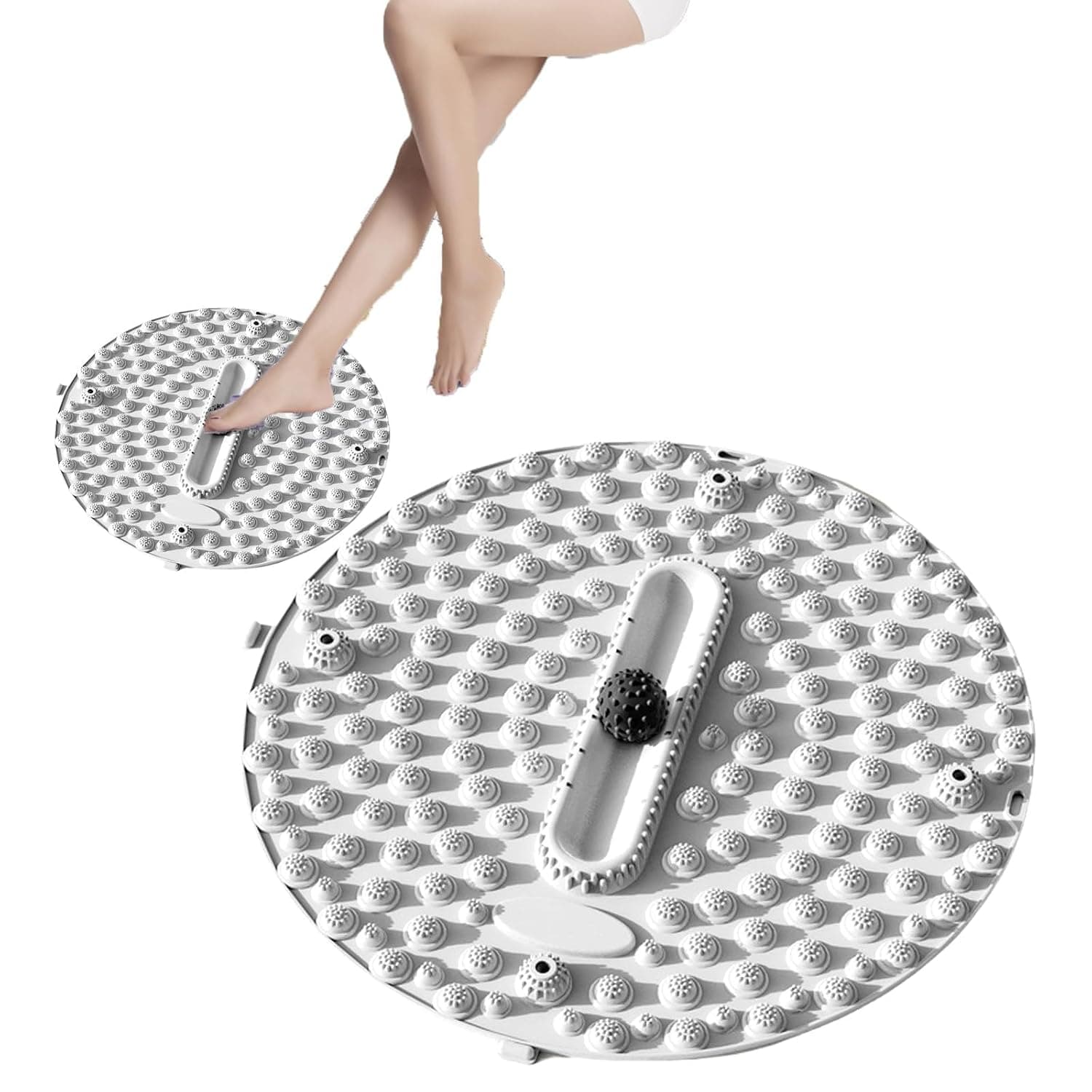 ALMEKAQUZ Foot Massage Pad 55cm – Acupressure Mat 21.65inch Dia, Convenient Versatile Round Foot Massager Standing Pad for Workout, Home Worker & Daily Relaxation, Grey