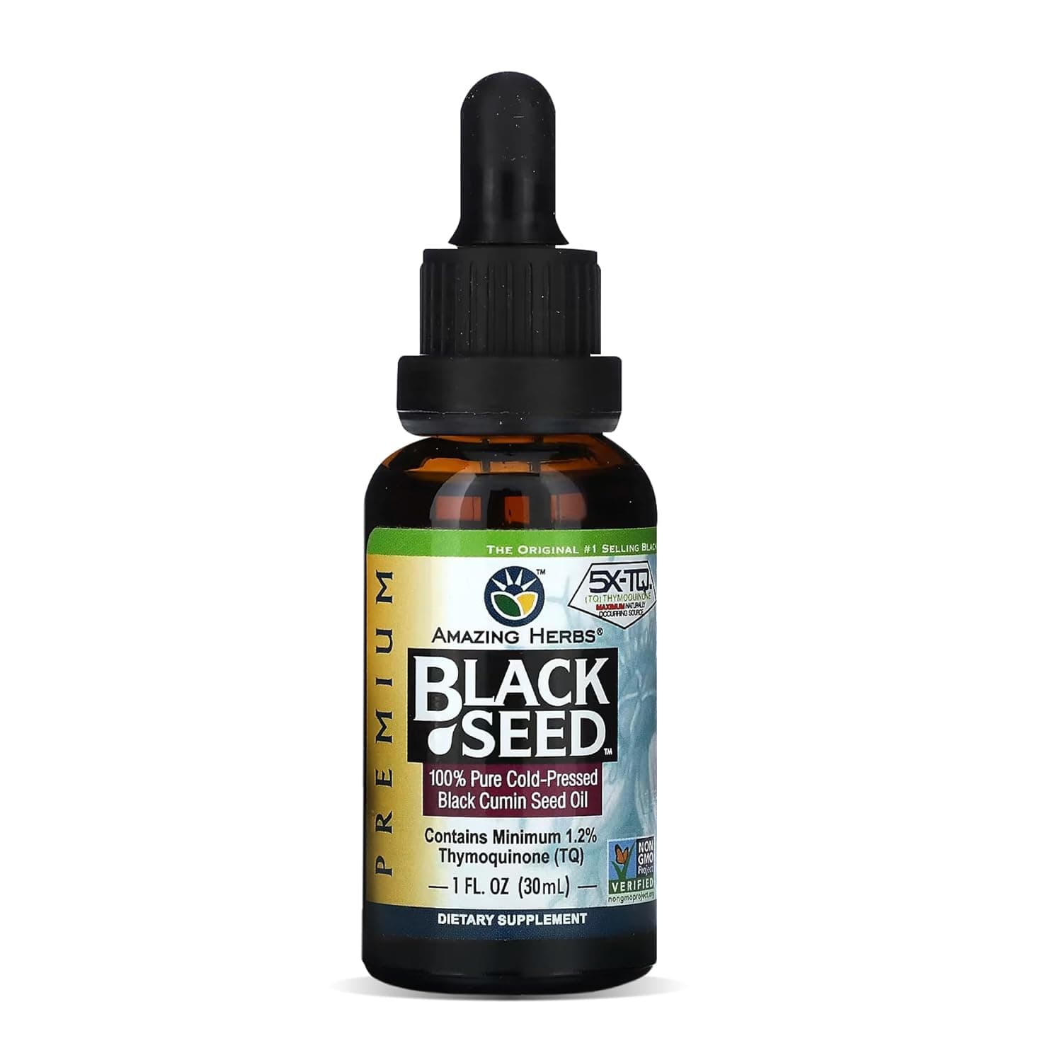 Amazing Herbs Black Seed Cold-Pressed Oil - 1oz