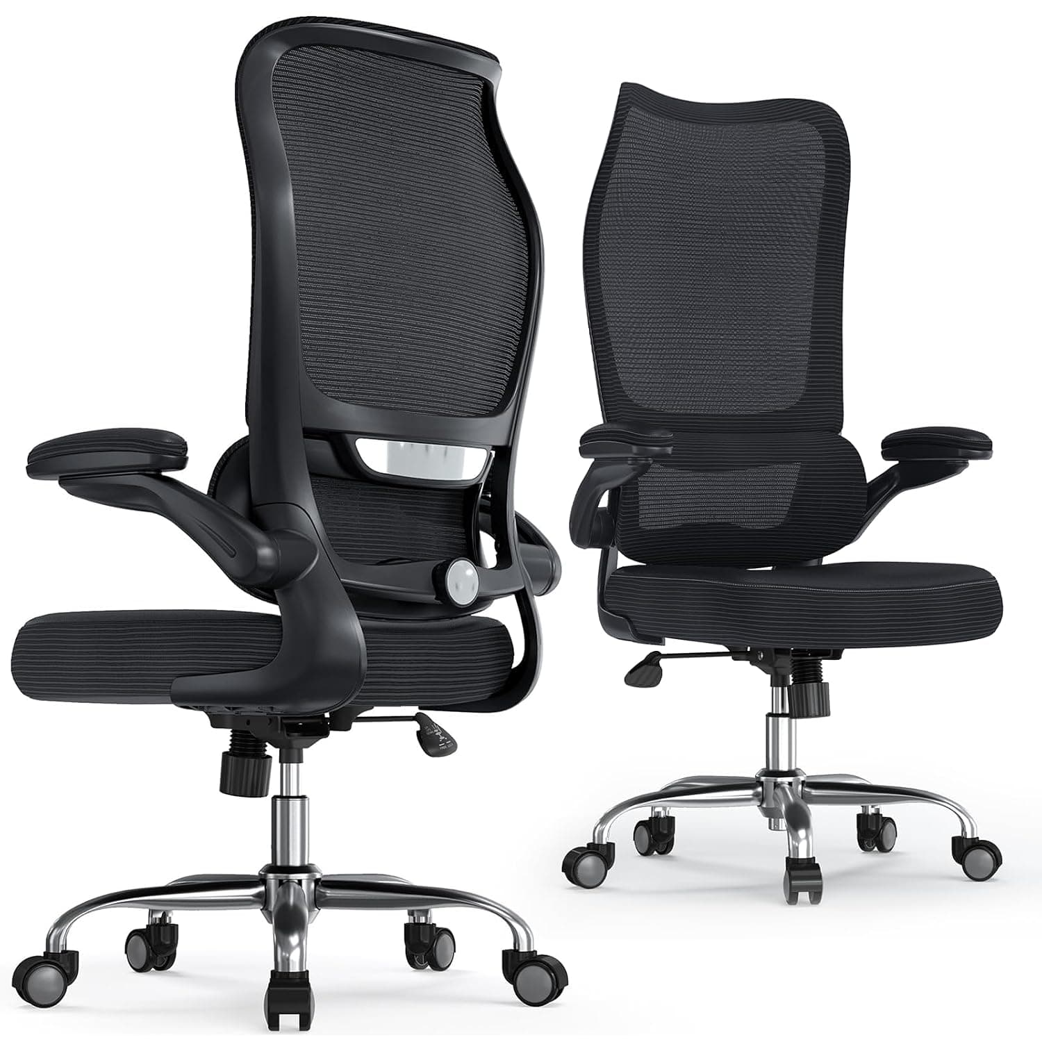 TRALT Ergonomic Office Chair - Desk Chair with Wave High Back Adjustable Lumbar Support Computer Chair - Gaming Chairs Mesh Backrest and PU Leather Seat for Home Reading Chairs to Adults(Black)
