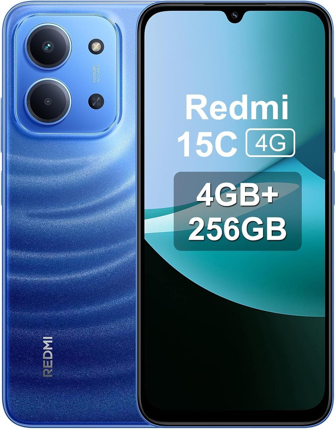 Xiaomi Redmi 15C Dual-SIM 256GB ROM + 4GB RAM (GSM Only | No CDMA) Factory Unlocked 4G/LTE Smartphone (Moonlight Blue) - International Version