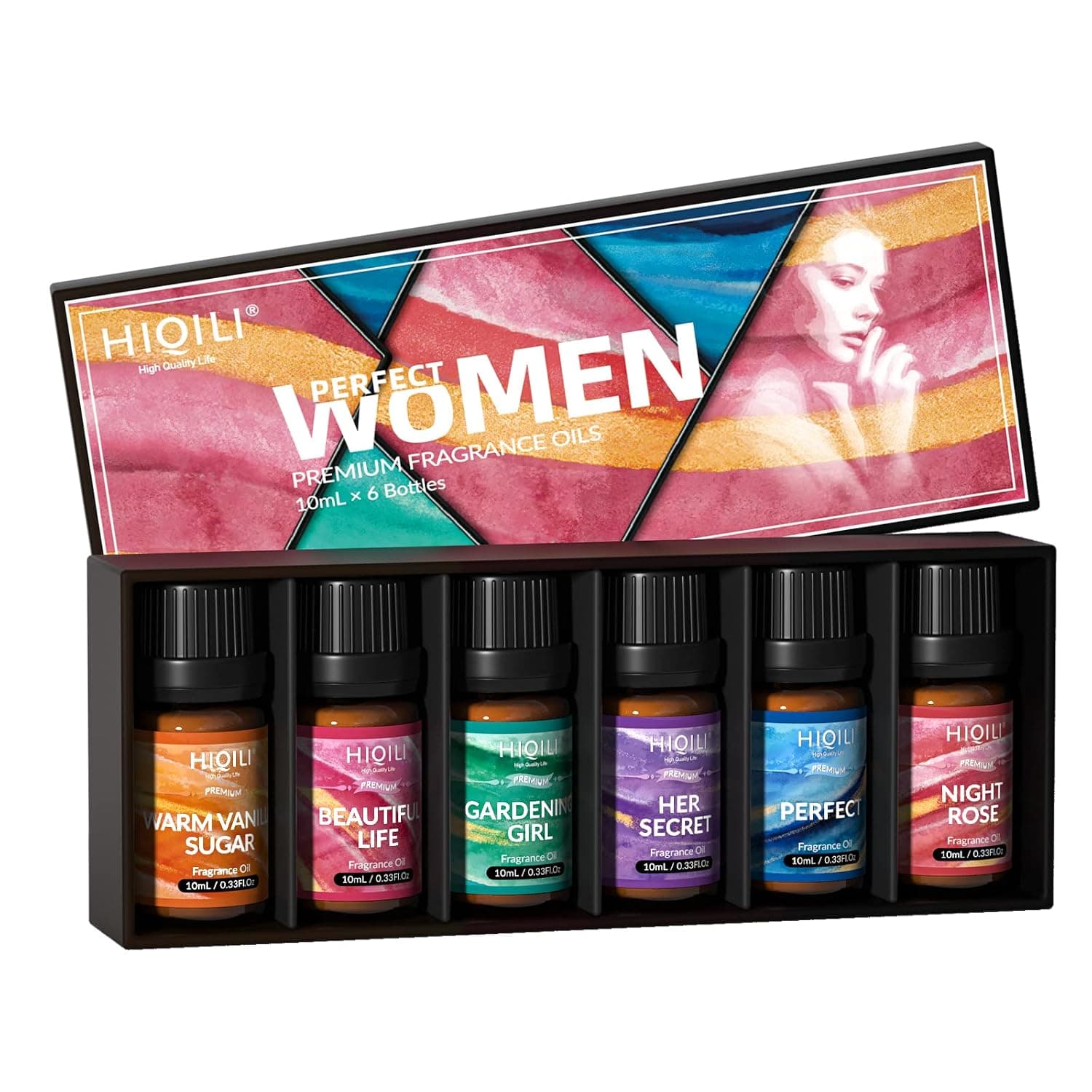 HIQILI Women Fragrance Qil 6x10ml, Essential Oils for Candle Scents Soap Making & Diffuser, Sweet Flowers Scented Oil Set for Aromatherapy Slime Wax Home Car, Gifts | Candle Scents Soap Making & Diffuser, Sweet Flowers Scented Oil Set for Aromatherapy Slime Wax Home - 6x10ml Car