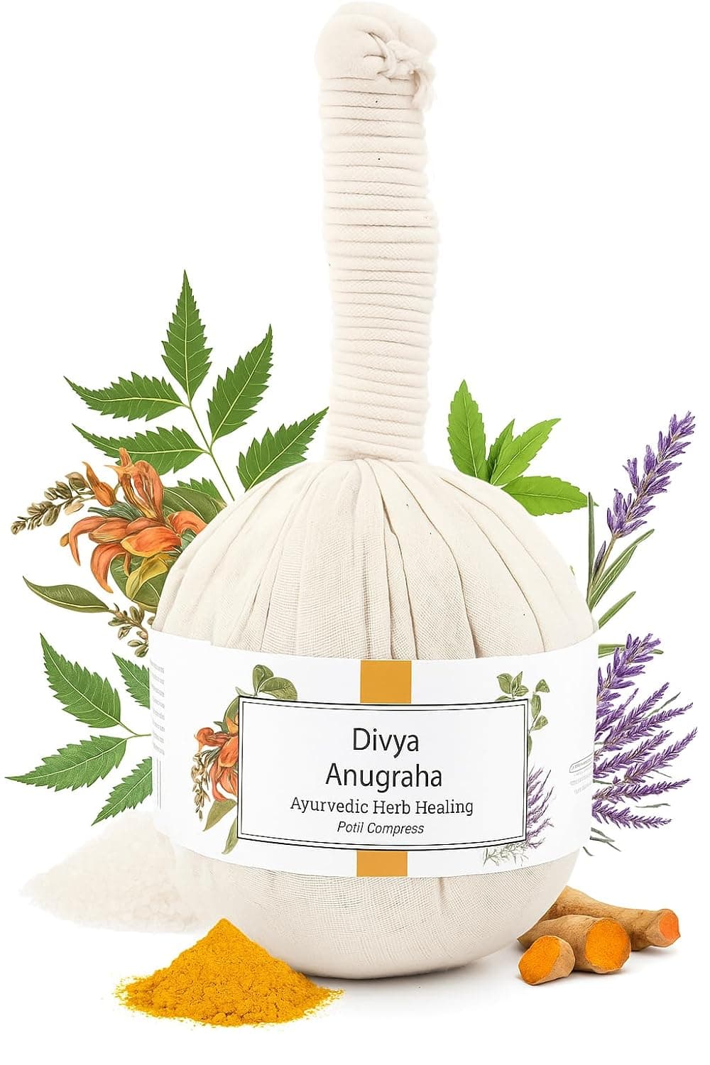 100% Natural Ayurvedic Herbal Manual Massager Potli, Pain Relief, Knee, Muscles Relaxation, Neck, Back, Legs, Increase Blood Circulation for Men Women - 180GM