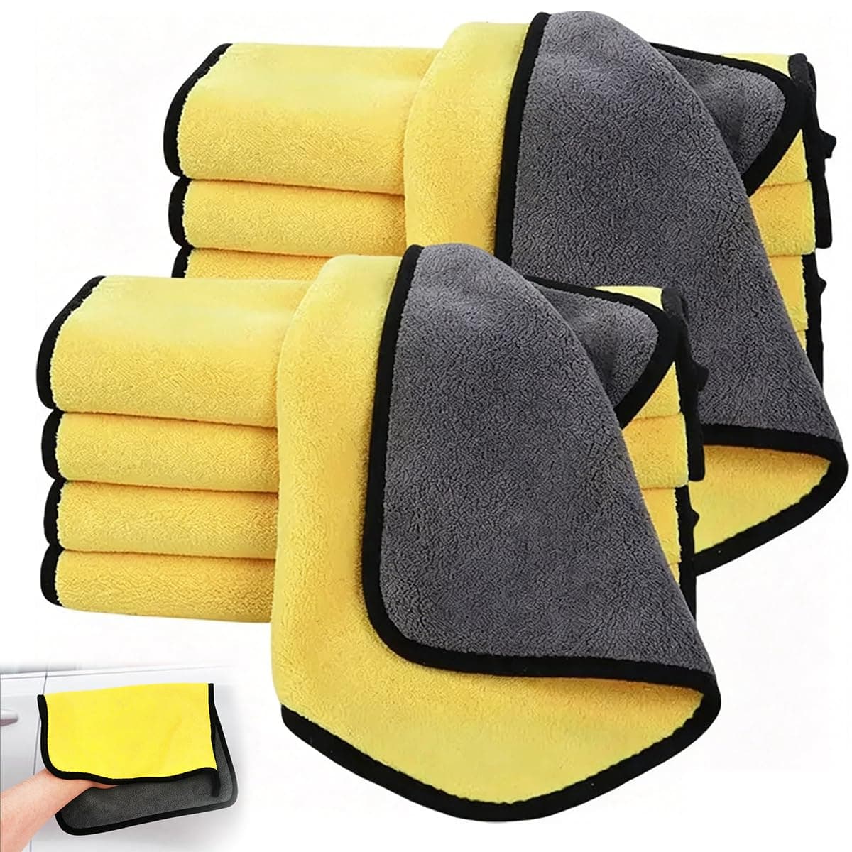 Car Drying Towels 10Pcs 40x30cm, Professional Ultra Microfiber Cleaning Cloth Soft Dual-Sided Absorbent Washing Detailing Towel Reusable Scratch Free Glass Cleaning Cloth for Car Window Screen Kitchen
