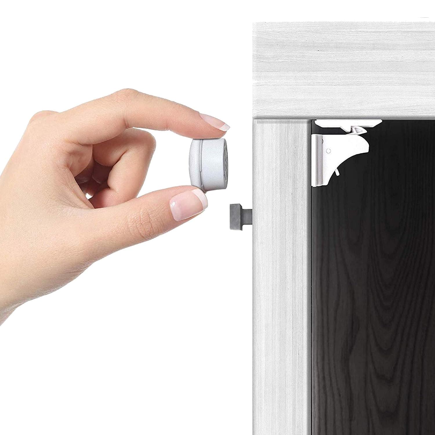 Magnetic Cabinet Locks - Baby Cabinet Safety Latches - Baby Proofing Cabinet Locks (4 Locks + 1 Key)