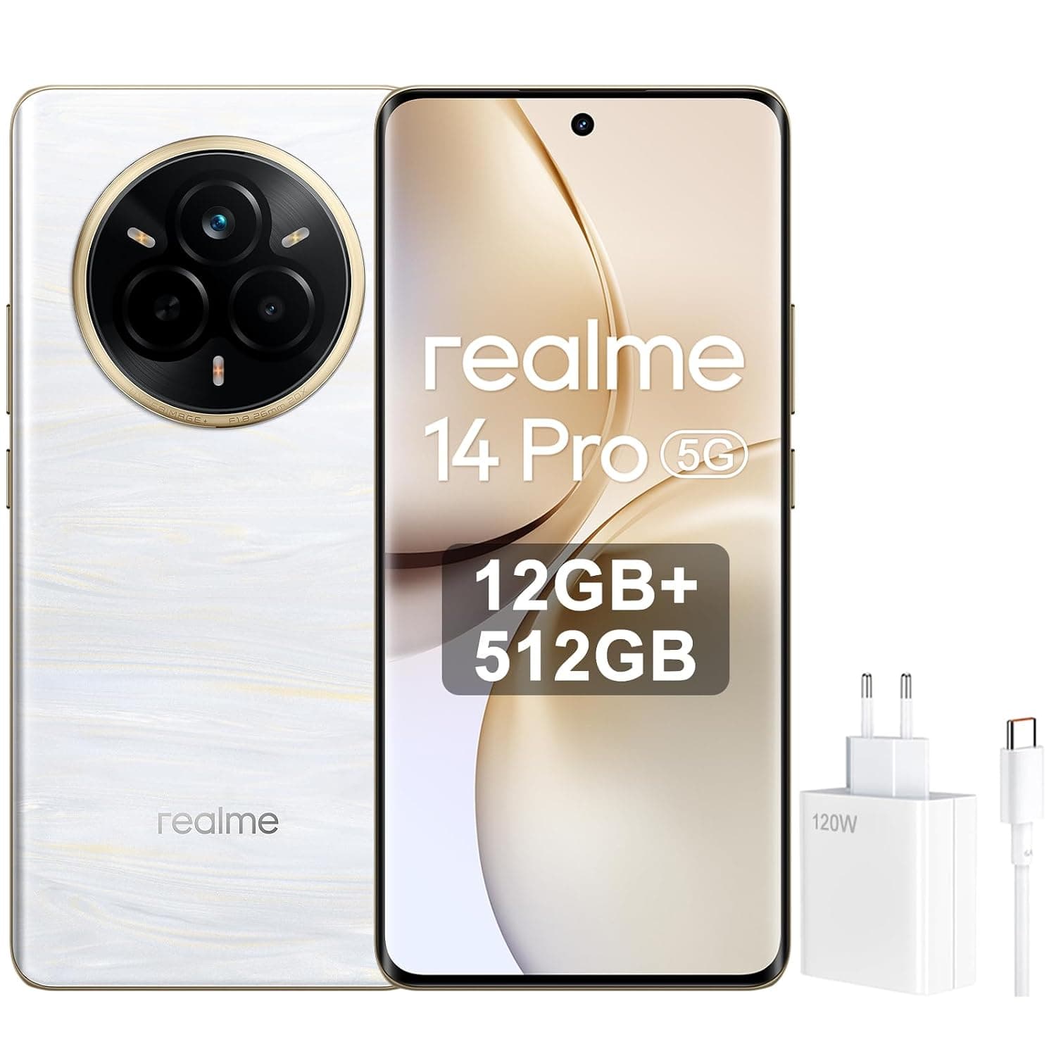 Realme 14 Pro Dual-SIM 512GB ROM + 12GB RAM (GSM Only | No CDMA) Factory Unlocked 5G Smartphone (Pearl White) - International Version