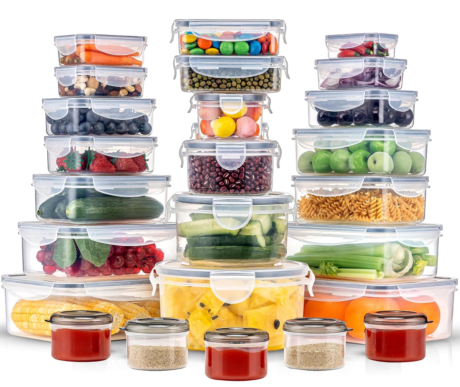 KUMD 50-Piece Large Airtight Food Storage Containers Set with Lids | BPA-Free, Stackable & Microwave Safe | 25 Containers + 25 Lids | Leakproof Design for Meal Prep, Freezer & Kitchen Use