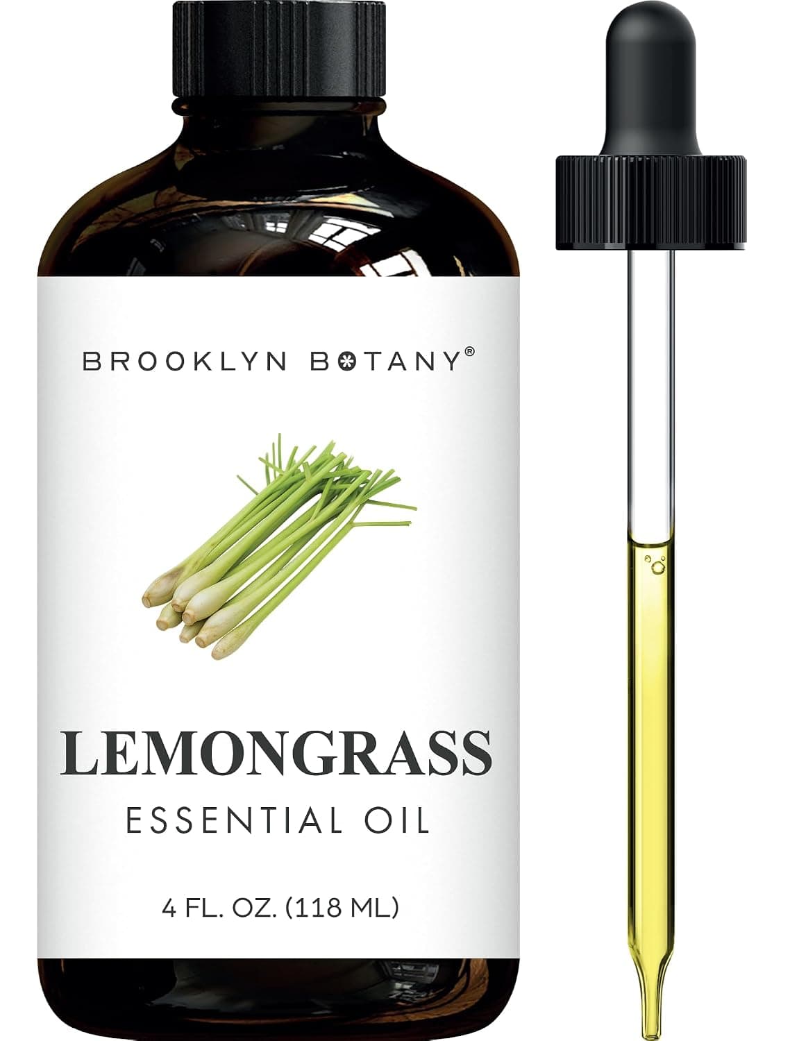 Brooklyn Botany Lemongrass Essential Oil - Huge 4 Fl Oz - 100% Pure and Natural - Premium Grade with Dropper - for Aromatherapy and Diffuser