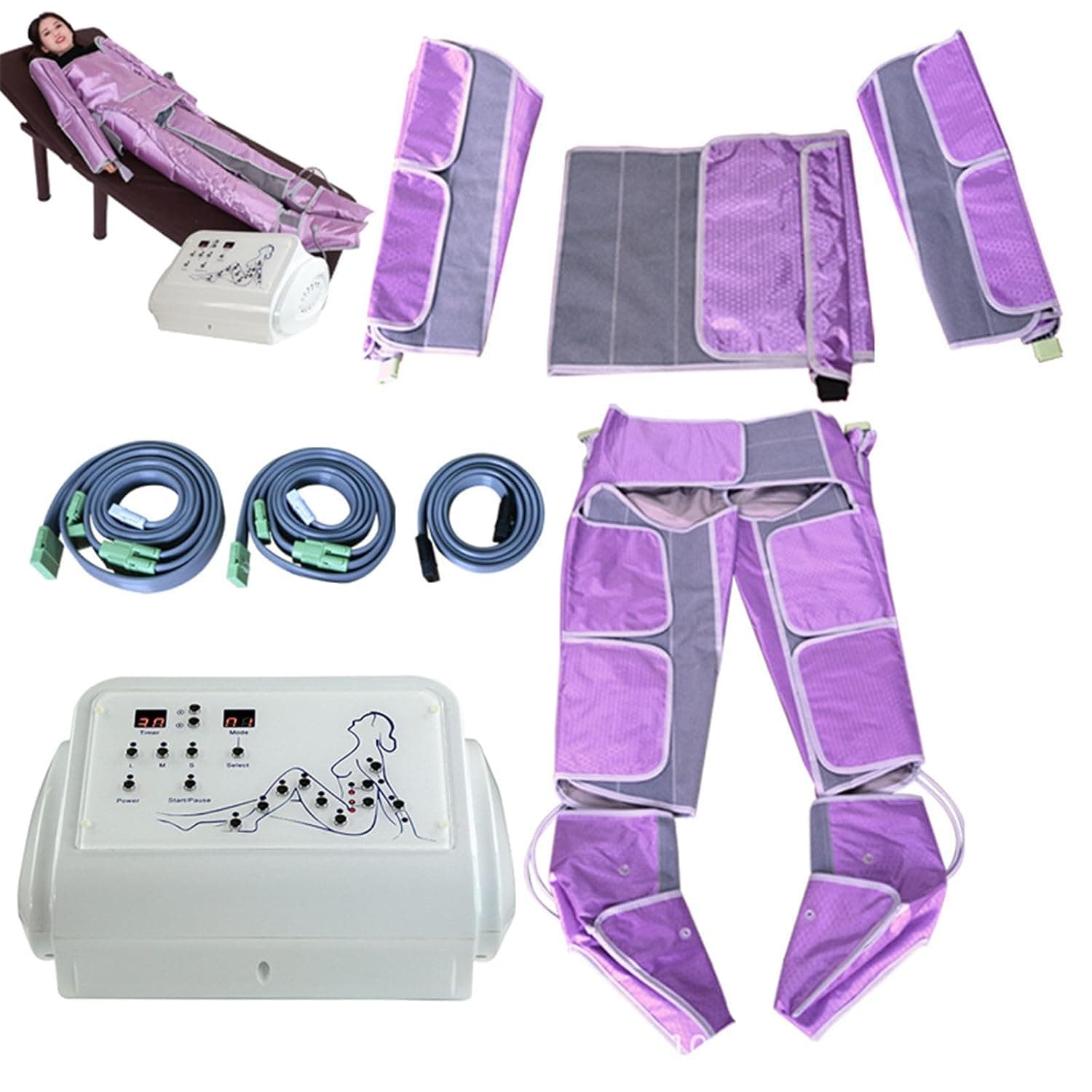 Lymphatic Drainage Pressotherapy Machine, Lymphatic Drainage Device, Air Pressure Sliming Suit for Body Sliming Weight Loss Muscle Relaxation Leg, Arm, Waist & Body Massage