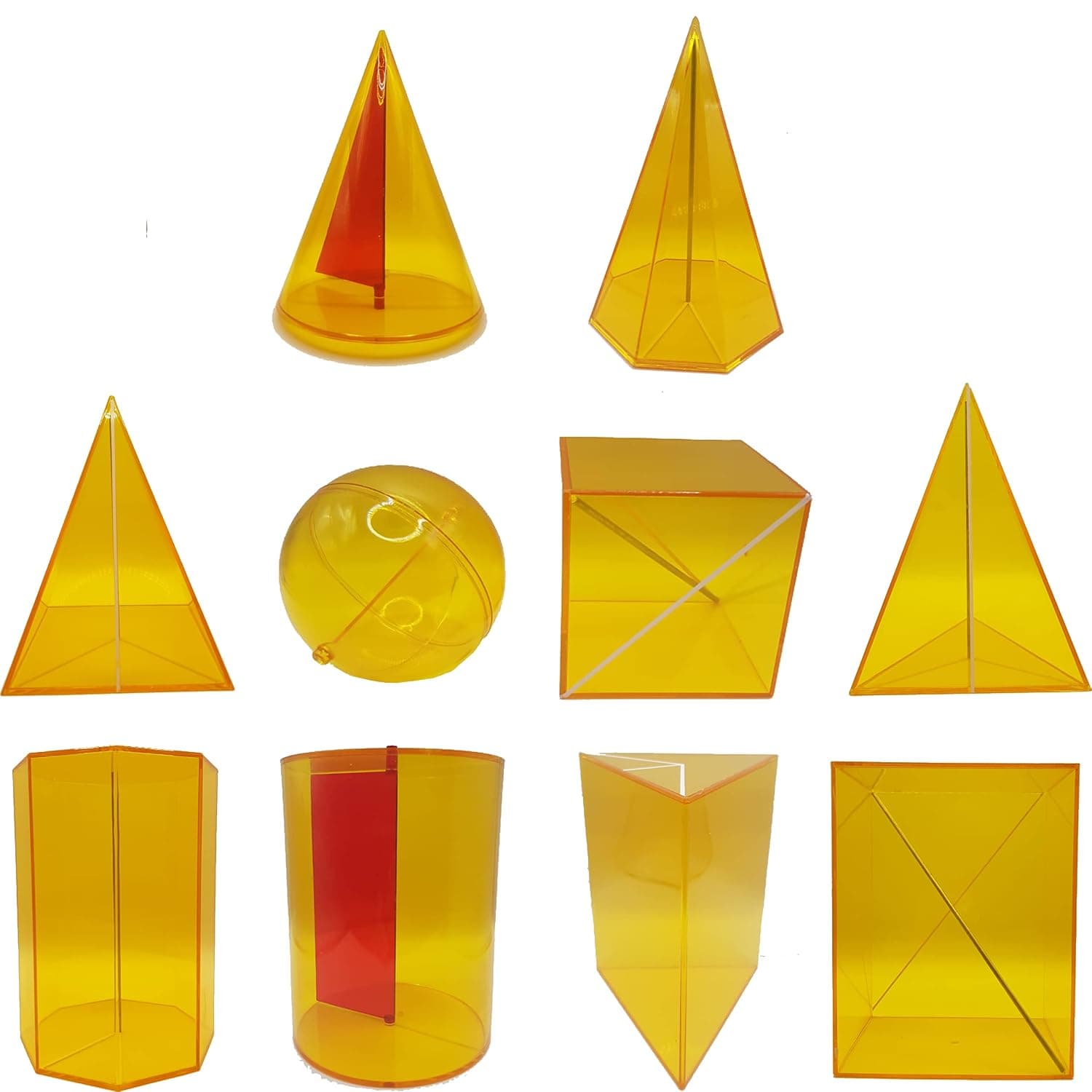 King Mariot Set of 10 See Through Geometric Figures Classroom Pack Mathematic Geometry Aid School Educational Tool Learning Tool