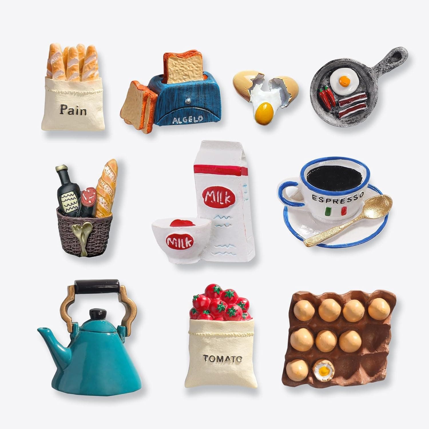 10 قطع مغناطيس ثلاجة، مغناطيس ثلاثي الابعاد يحاكي الطعام والثلاجة، ديكور منزلي لغرفة المعيشة وغرفة النوم وغرفة الطعام والمكتب والحمام (A)