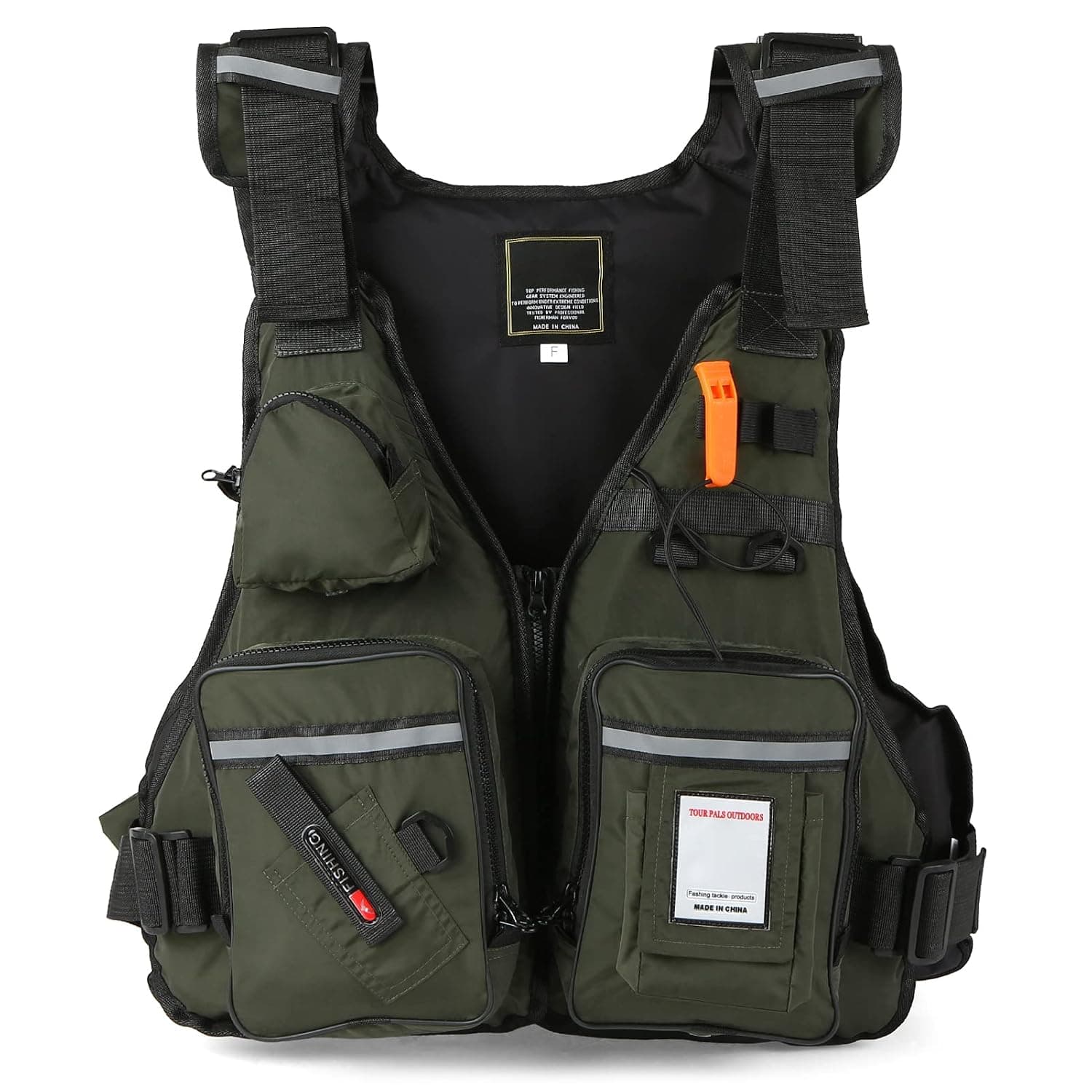 Multi-Pockets Fly Fishing Jacket Buoyancy Vest with Water Bottle Holder for Kayaking Sailing Boating Water Sports