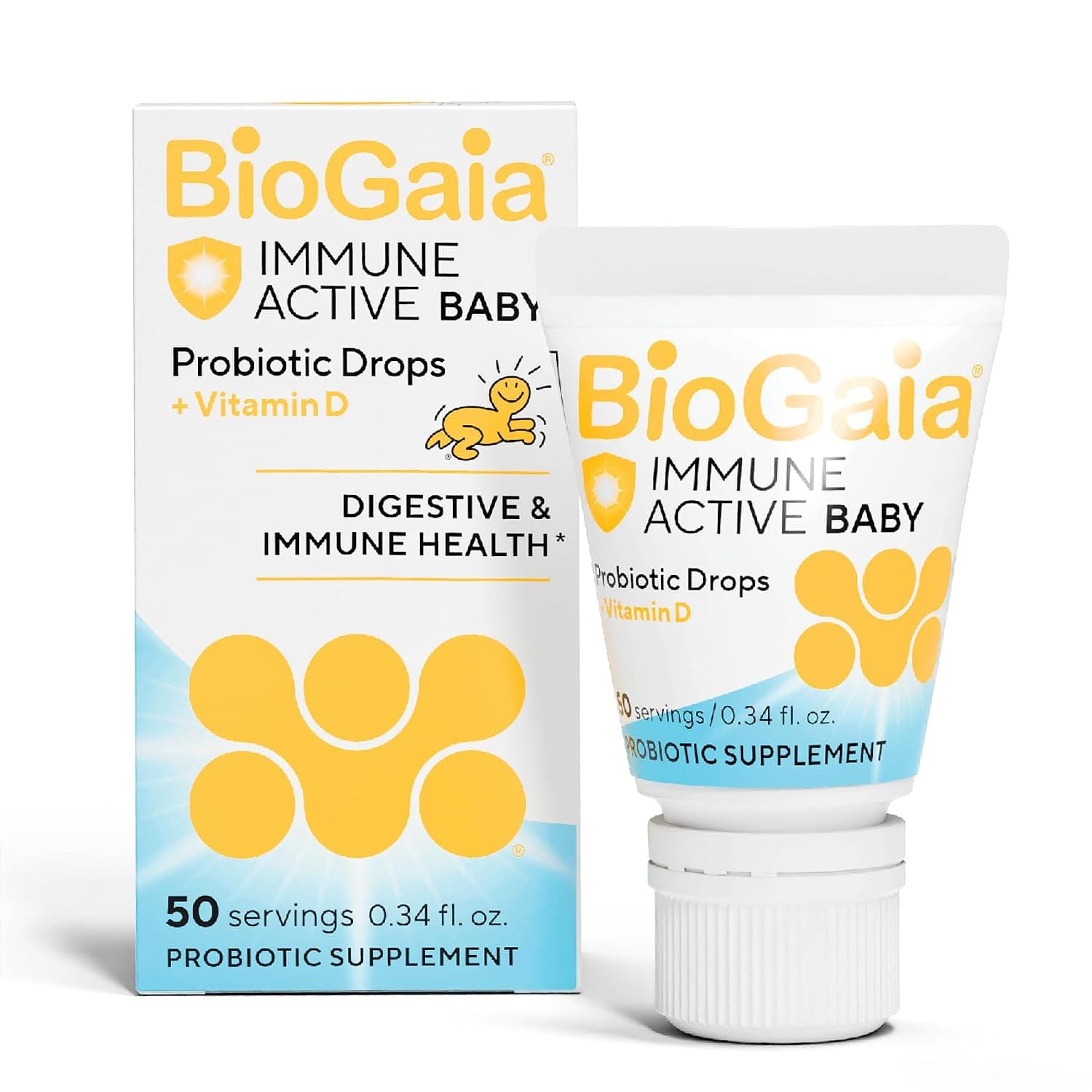 BioGaia Protectis Immune Active Baby | Probiotic + Vitamin D | Promotes The Development of Healthy Immune & Digestive Systems in Babies & Infants | 50 Day Supply | Pediatrician-Recommended | Supports Immune Health | Promotes Digestive Health & Regularity | Baby & Toddlers | 50 Day Supply