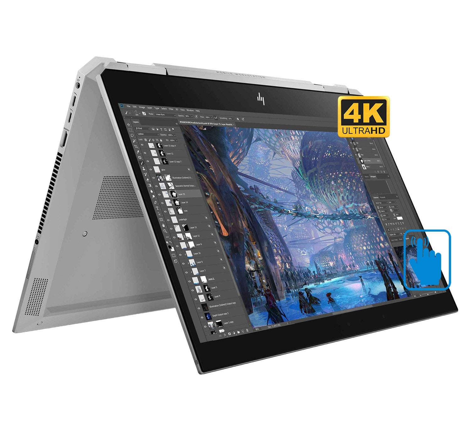 HP ZBook Studio x360 G5 Laptop-2-in-1 (Intel i7-8750H 6-Core, 32GB RAM, 1TB m.2 SATA SSD, Quadro P1000, 15.6" Touch 4K UHD (3840x2160), Active Pen, WiFi, Bluetooth, Webcam, Win 10 Pro)